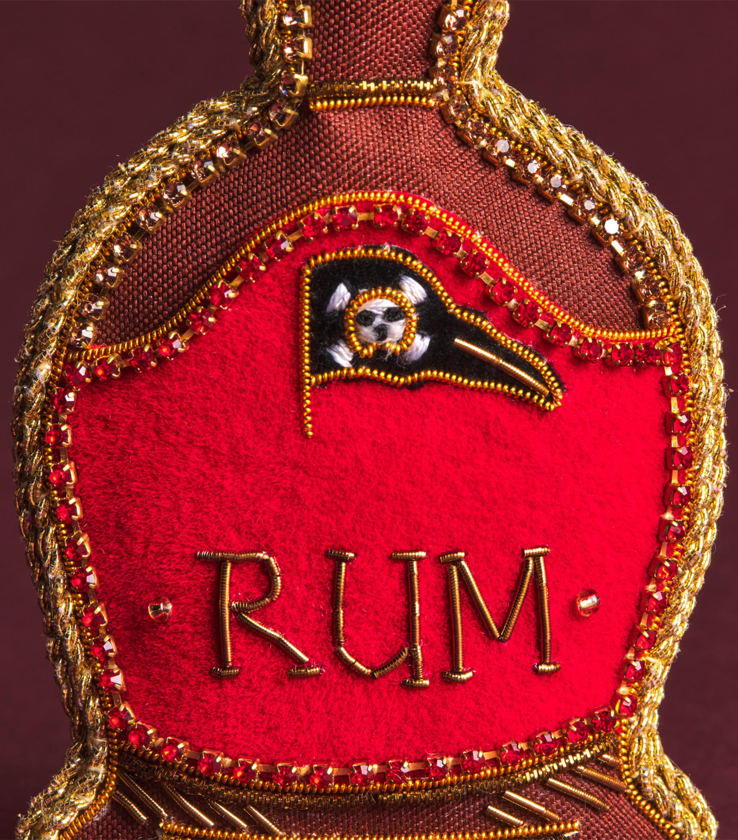 Tinker Tailor Rum Bottle Tree Decoration Red, Brown & Gold Image 2