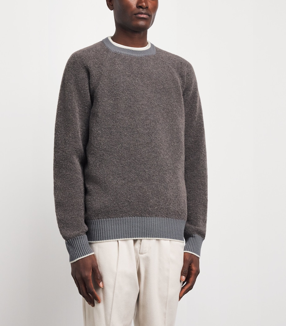 Herno Mens Wool-Blend Crew-Neck Sweater Tortora Image 4