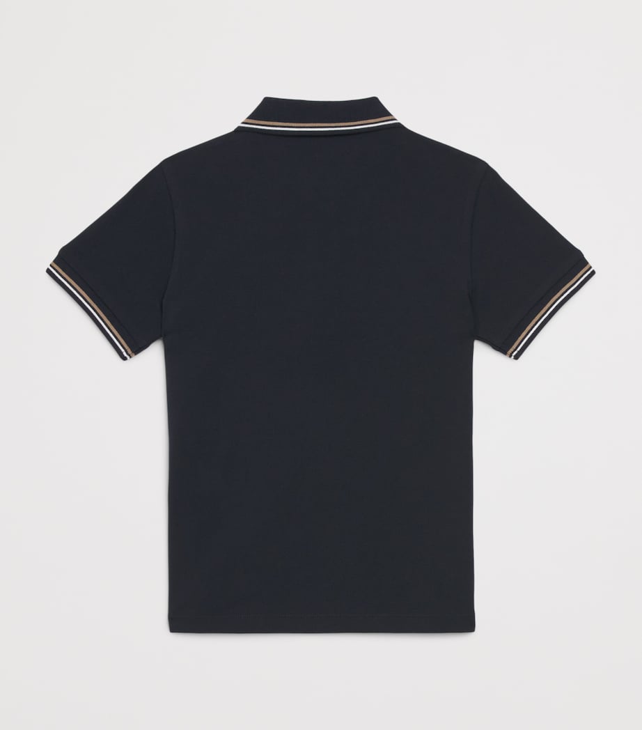 Emporio Armani Kids Stretch-Cotton Logo Polo Shirt (4-16 Years) Blu Nav Image 2