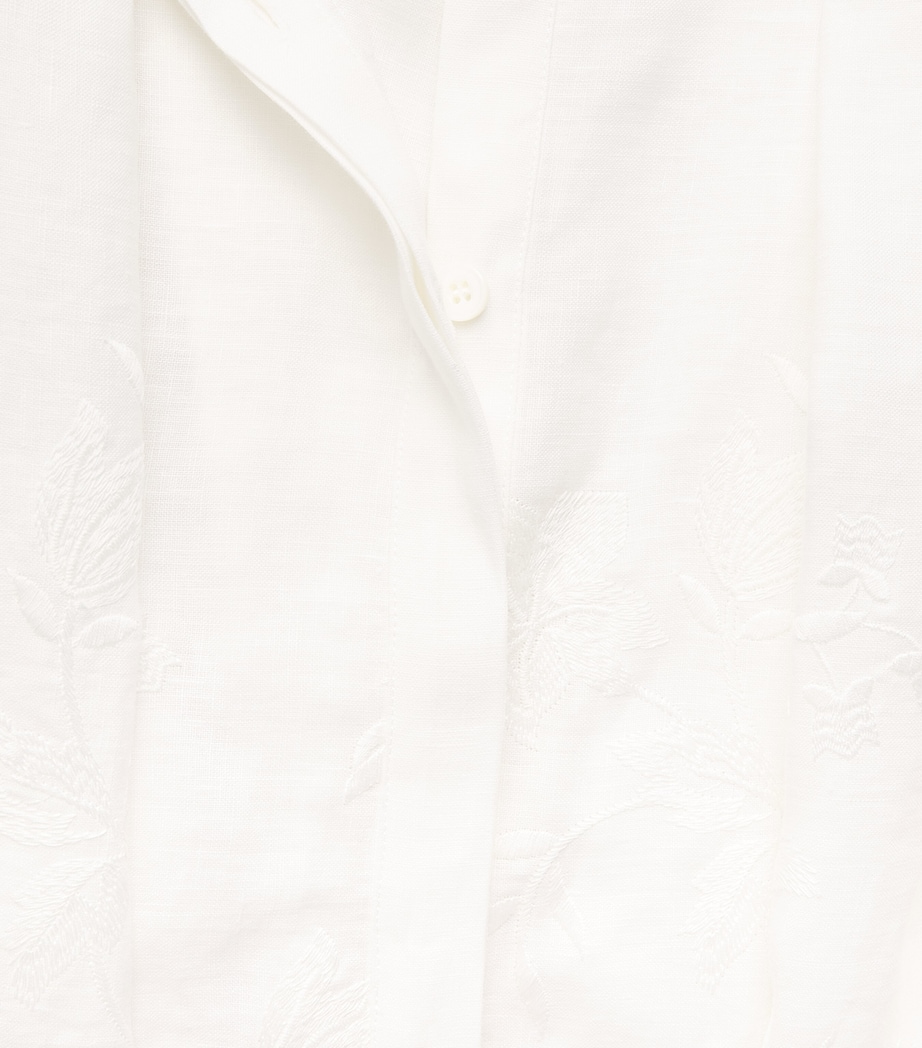 Eleventy Womens Linen Embroidered Midi Shirt Dress Bianco Image 6
