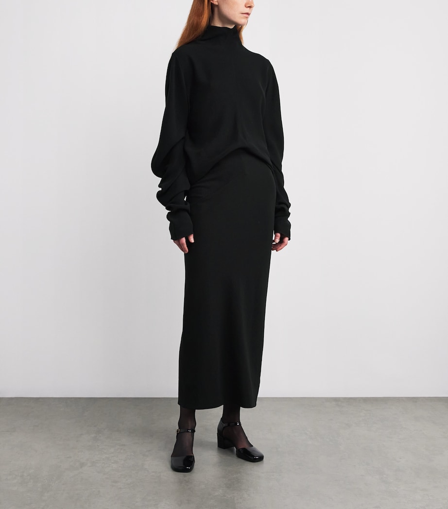 Aurelina Wool Pencil Skirt BLACK Image 2