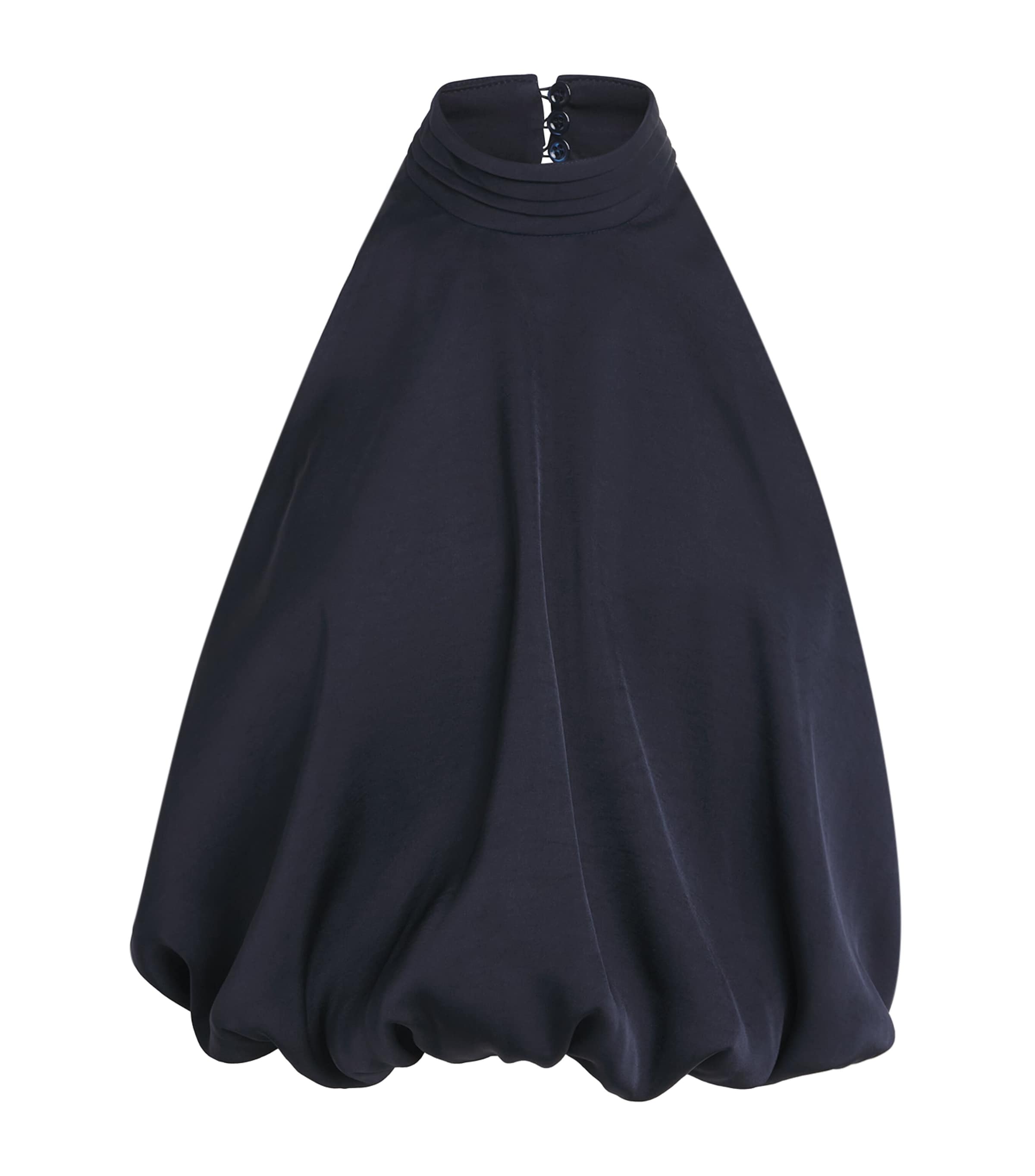 Claudie Pierlot Womens Satin Open-Back Blouse Navy Image 1