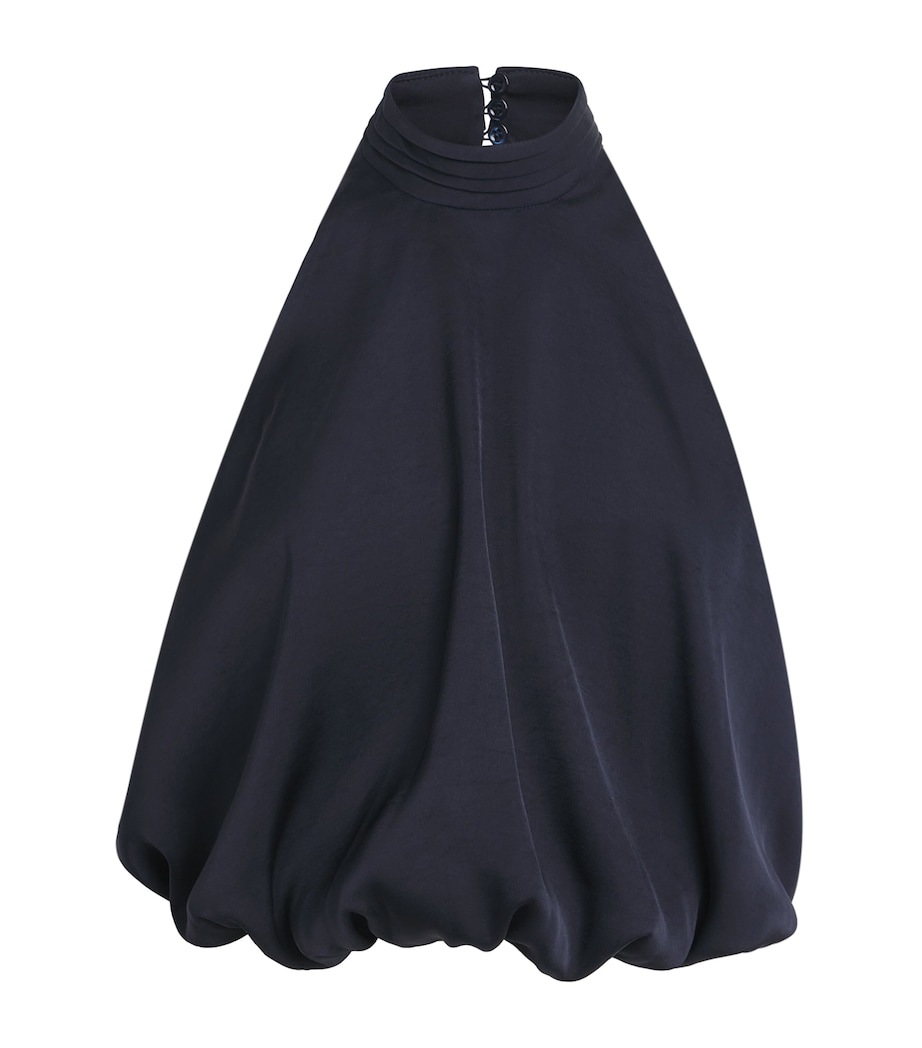 Claudie Pierlot Womens Satin Open-Back Blouse Navy Image 1