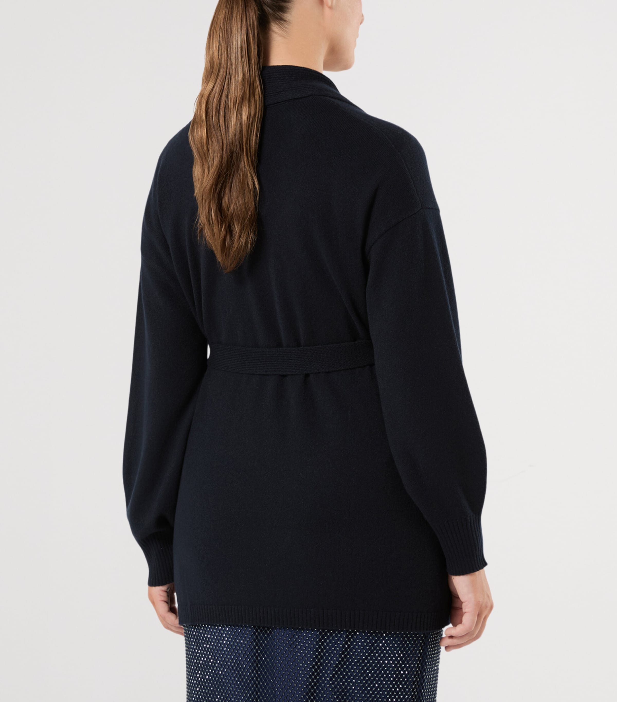 Marina Rinaldi Womens Cashmere Tie-Belt Cardigan Midnightblue Image 4