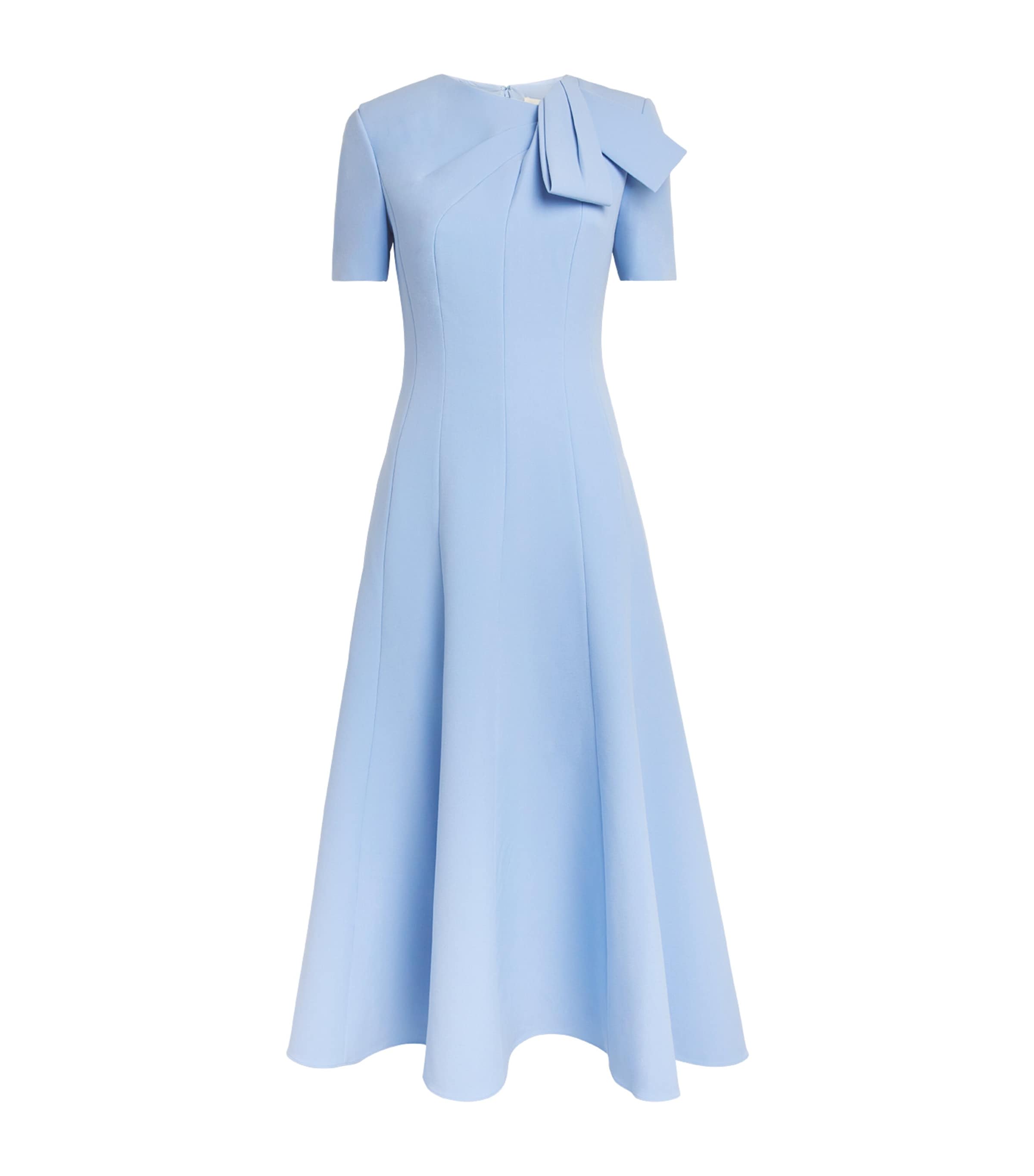 Roland Mouret Womens Crepe Bow-Detail Midi Dress Blue Image 1