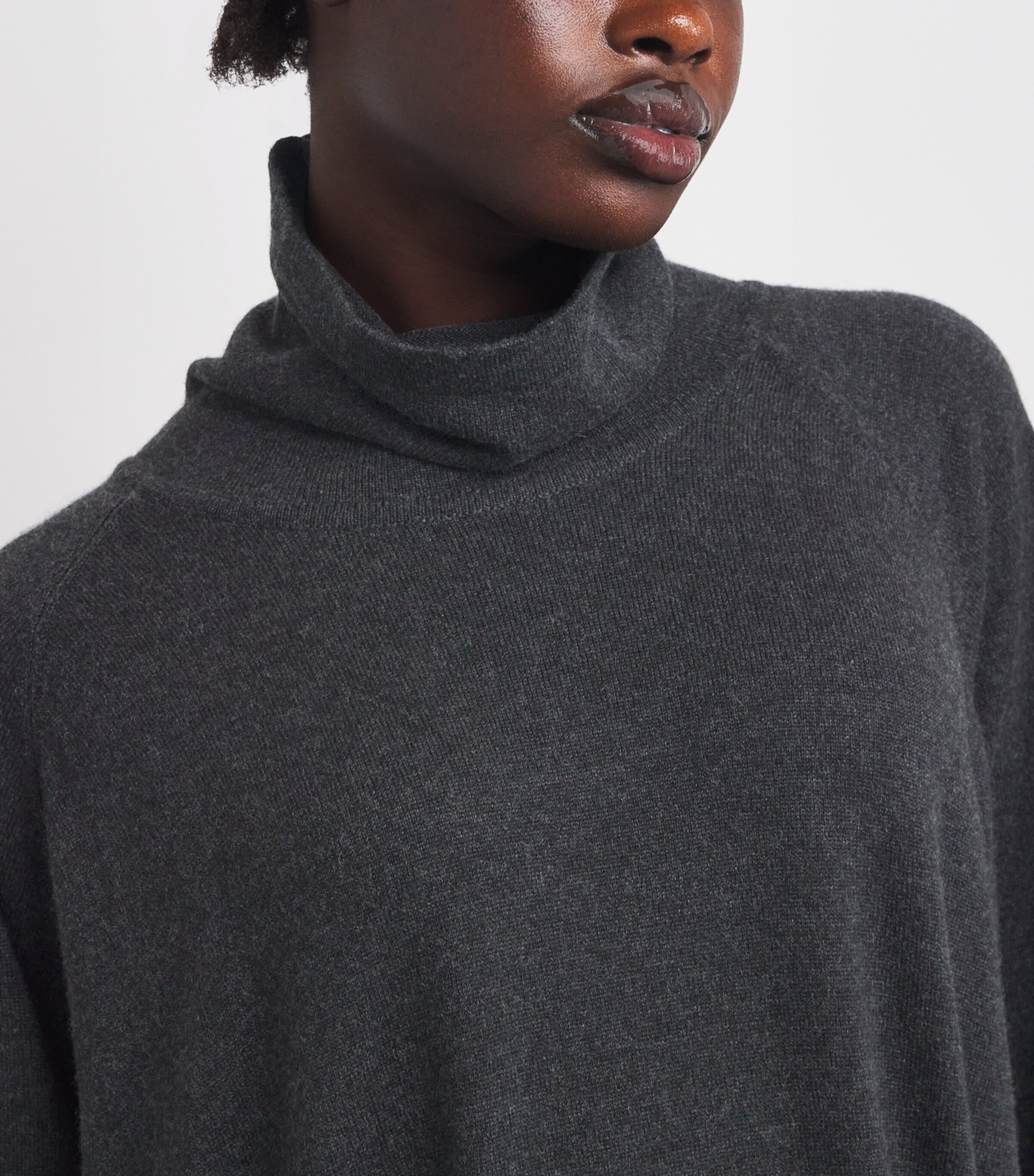 Cashmere Rollneck Sweater Dress COAL Image 4