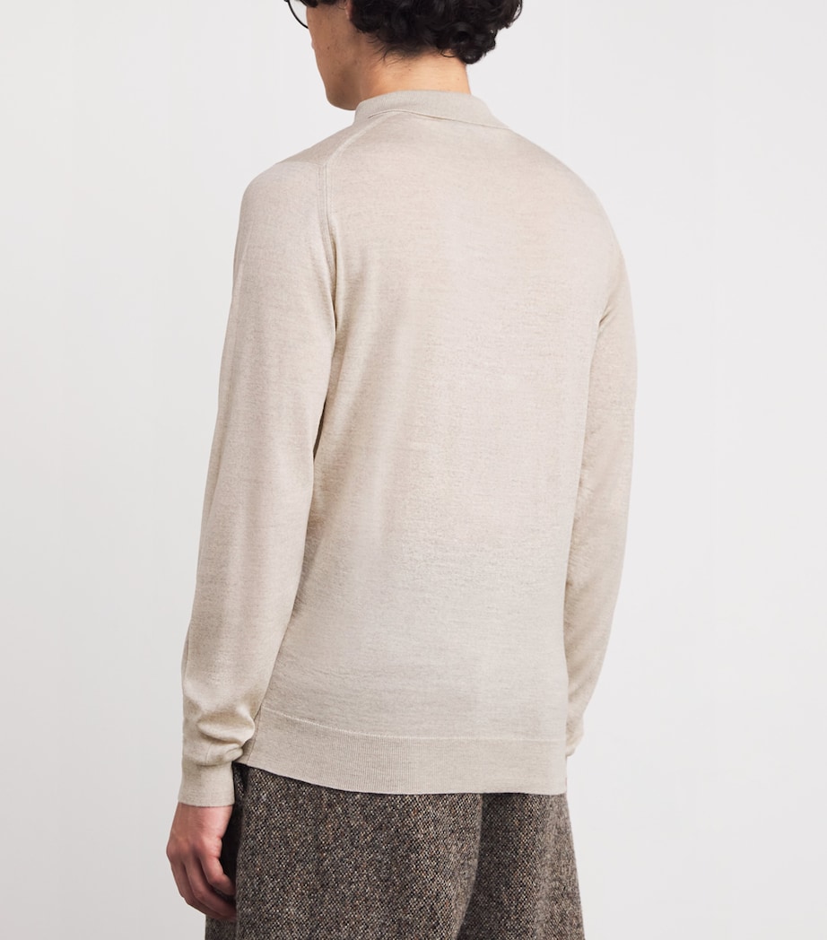 Merino Wool Belper Polo Shirt GREY FLEECE Image 4