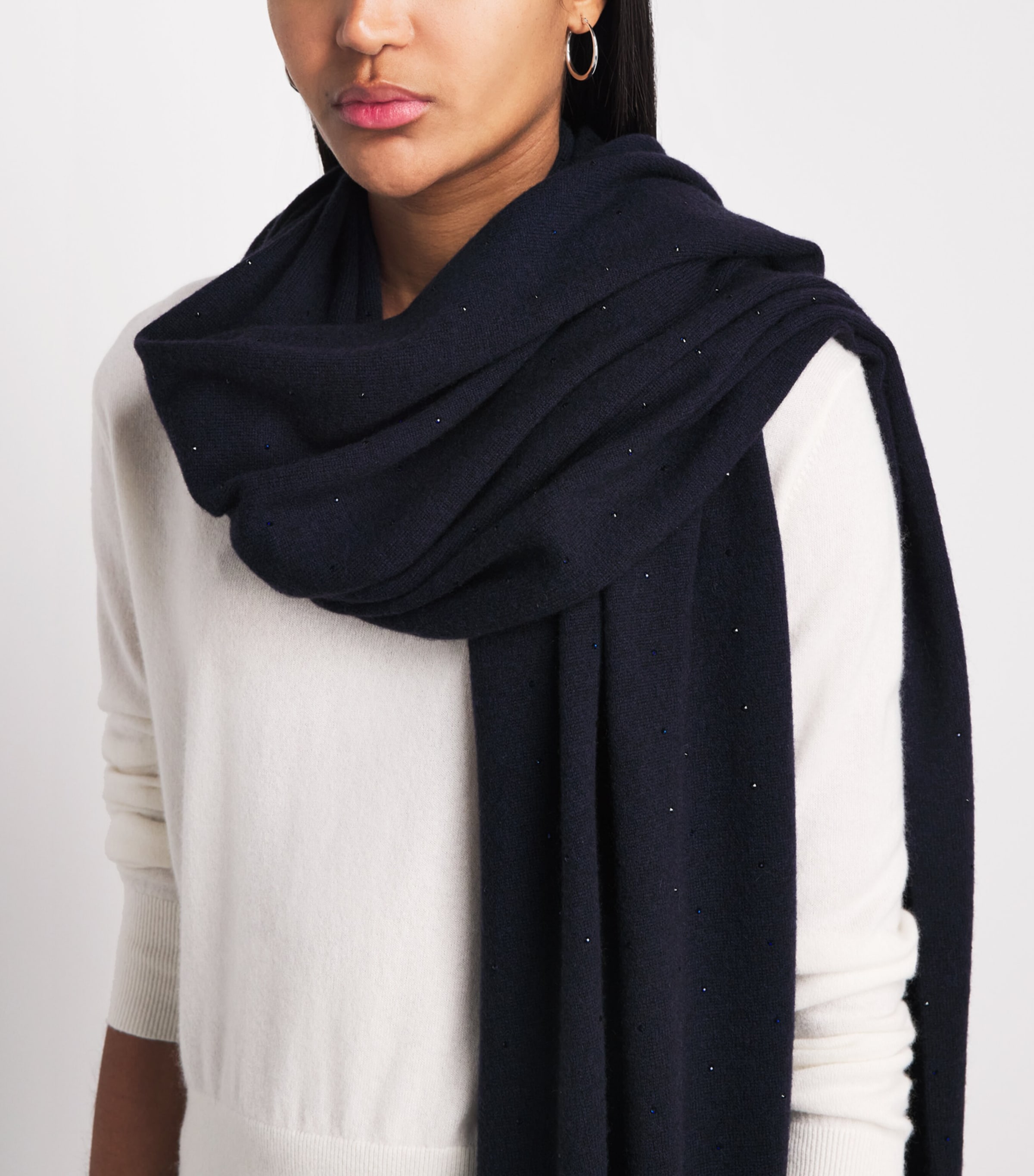 William Sharp Cashmere Crystal-Embellished Scarf Midnight Image 3