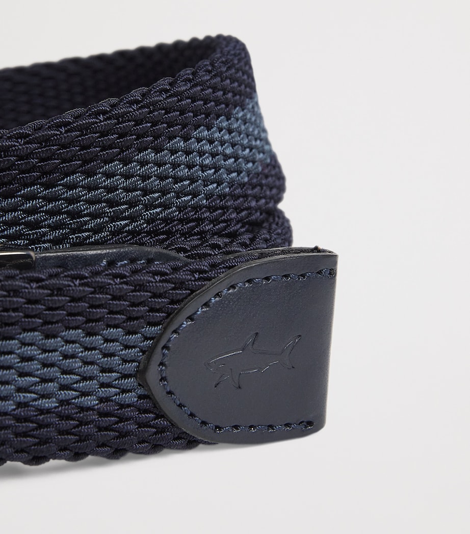 Cotton-Leather Woven Reversible Belt W35 BLU AVIO BLU Image 5