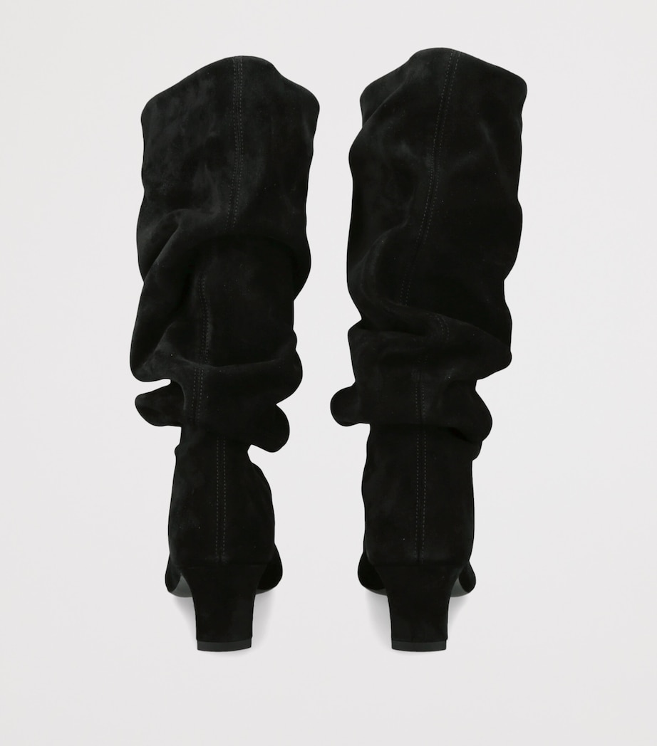 STAUD Suede Wally Slouch Heeled Boots 55 Black Image 3