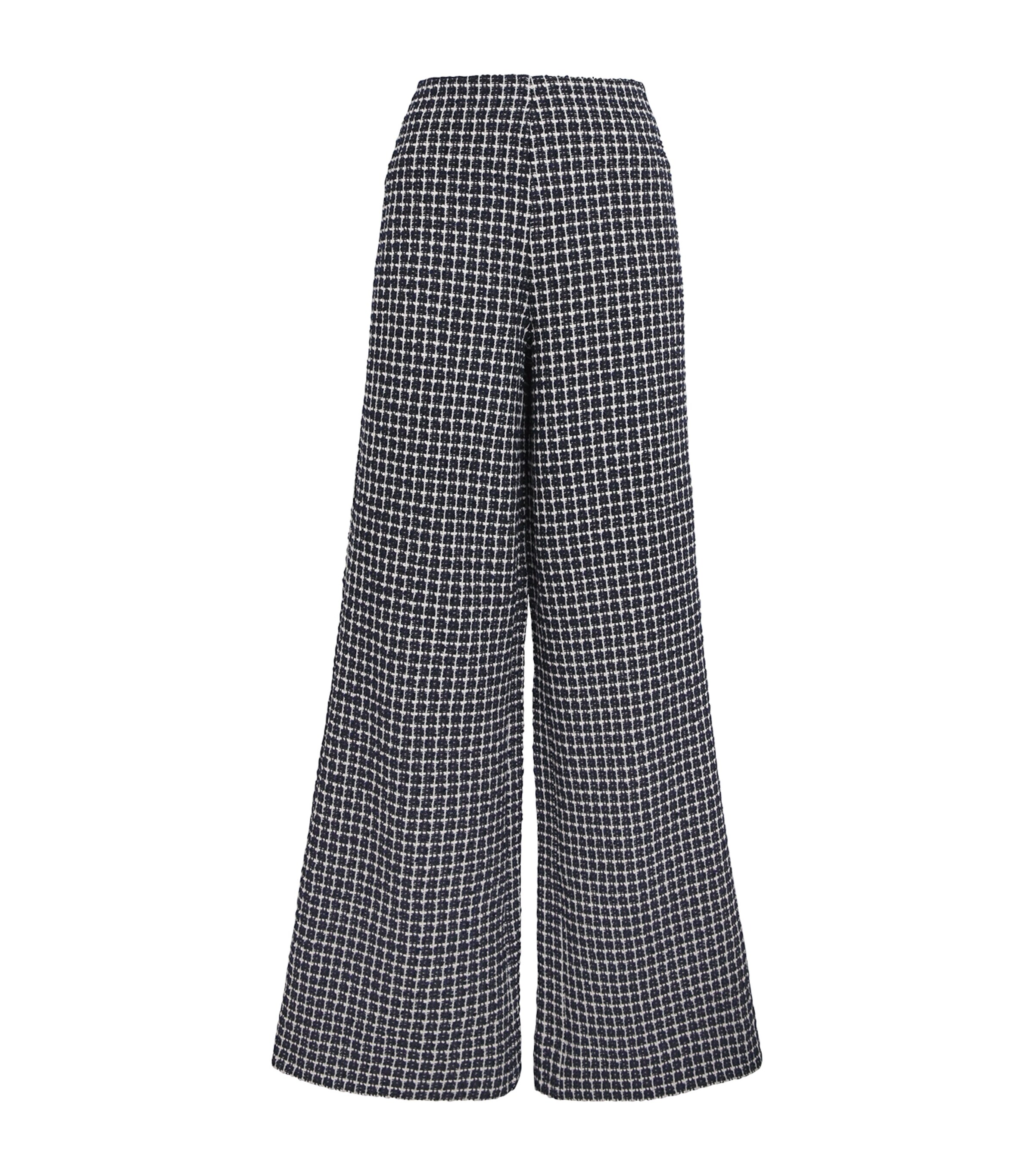 ME+EM Womens Tweed Wide-Leg Trousers Navy Multi Image 1