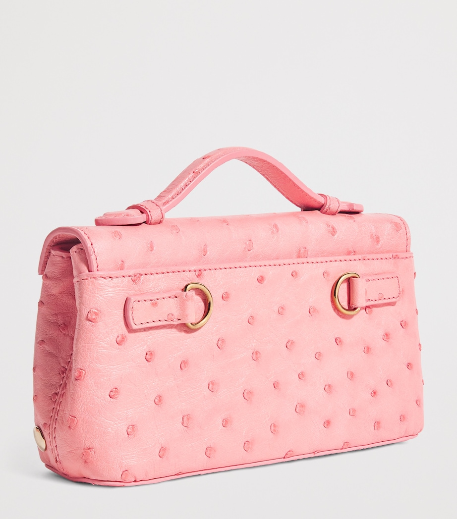 Ostrich Leather Top-Handle Bag BABY PINK Image 3