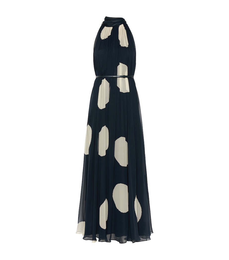 Max Mara Womens Silk Belted Maxi Dress Midnightblue Image 1