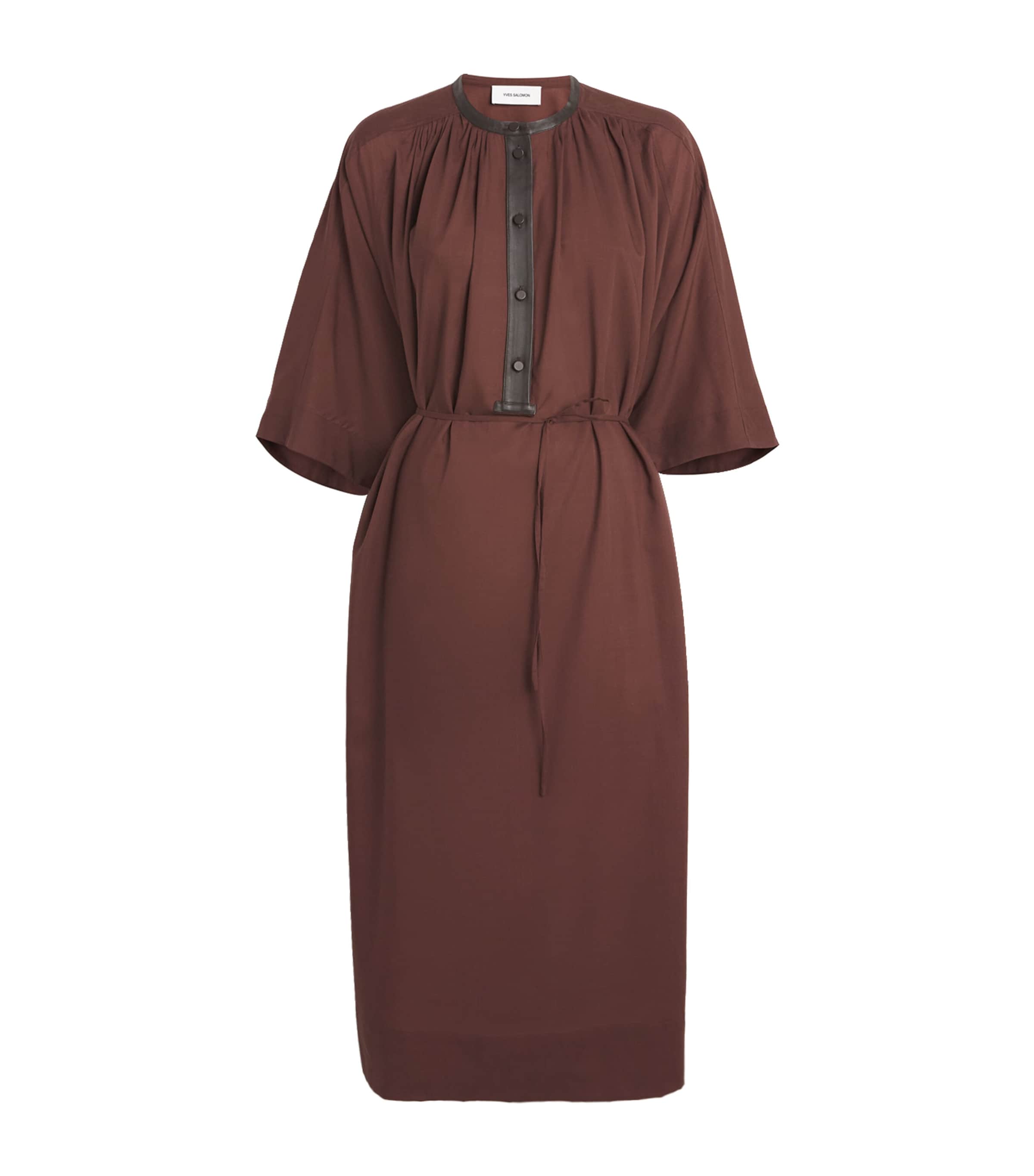 Yves Salomon Virgin Wool-leather Midi Dress In Sand