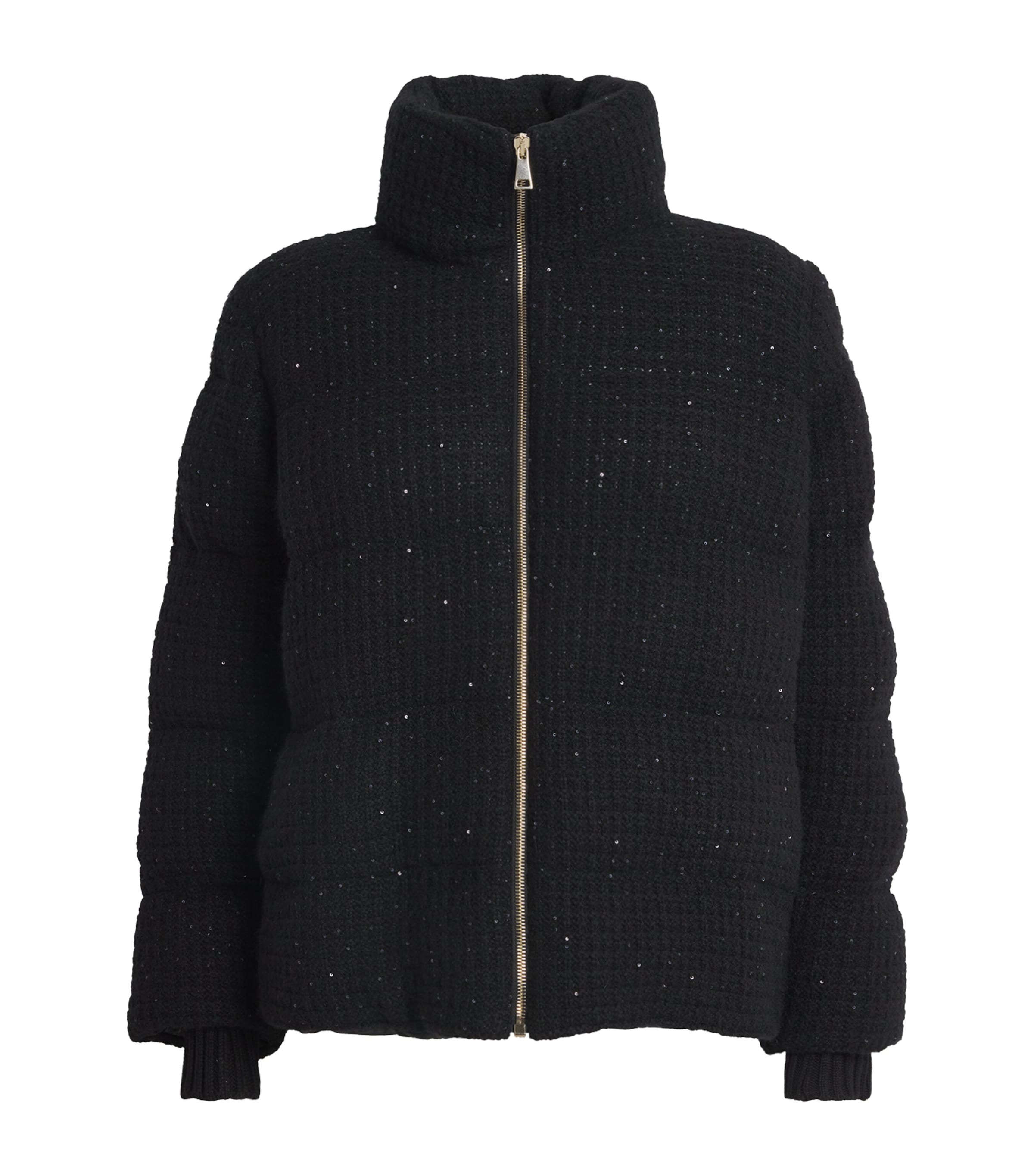 Fabiana Filippi Wool-silk-cashmere-blend Sequinned Jacket In Black