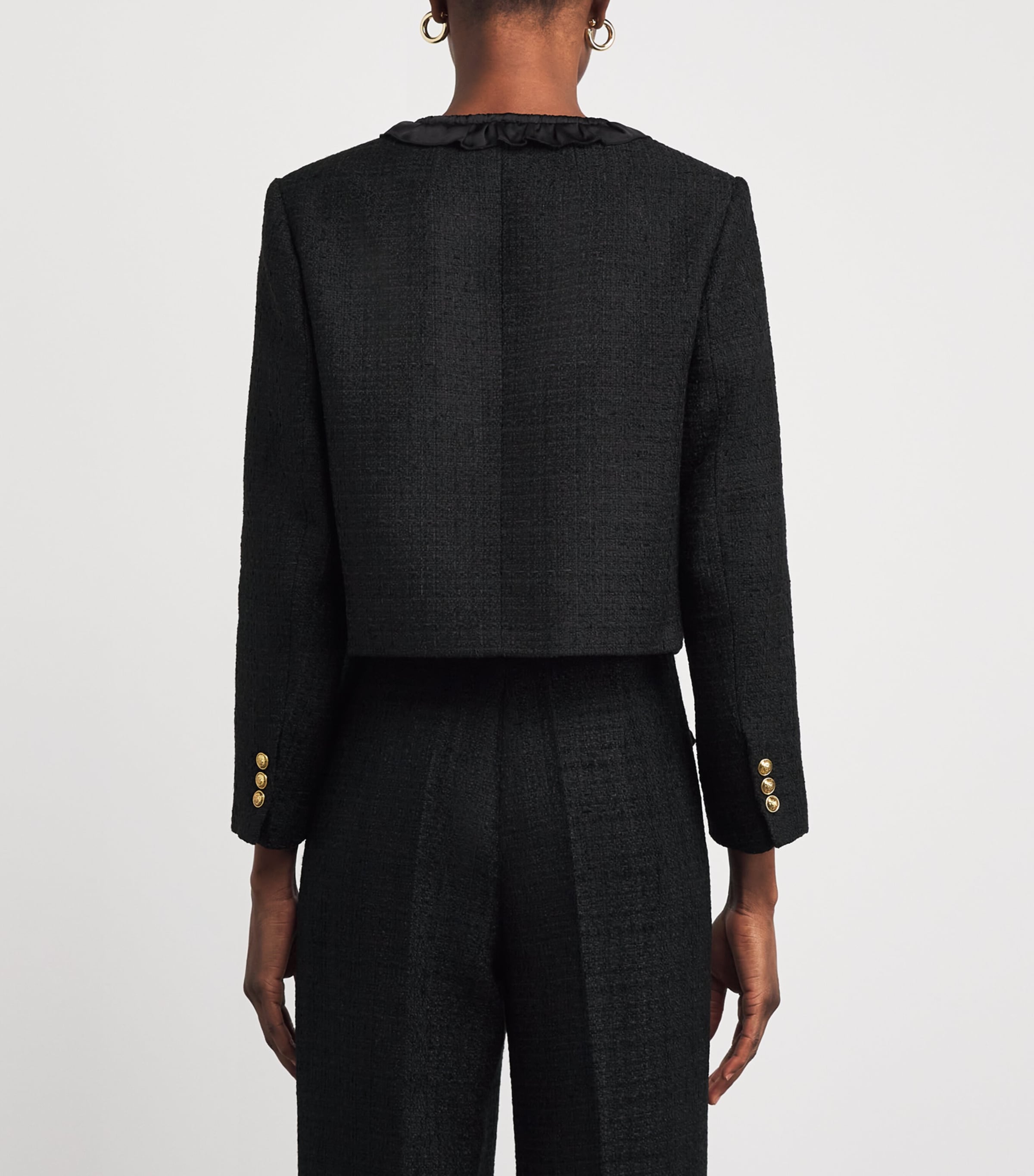 Tweed Ruffled Jacket BLACK Image 4