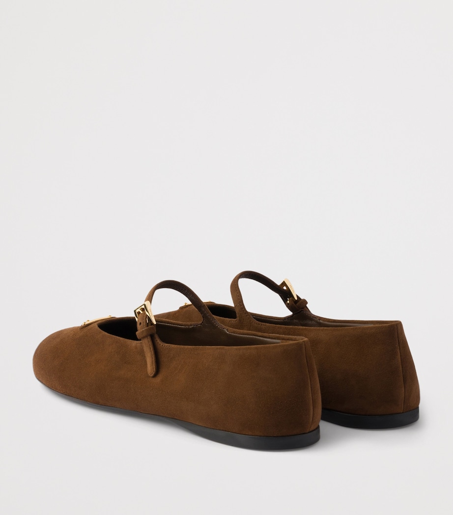 Prada Suede Ballet Flats Brown Image 4
