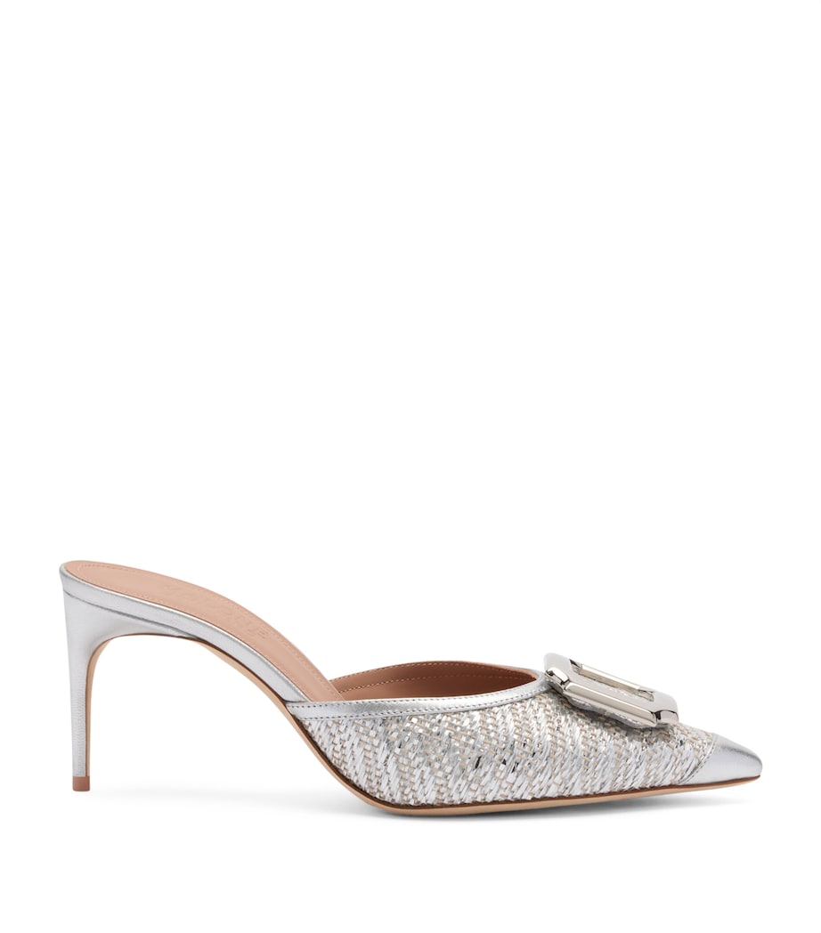 Metallic Raffia Mona Heeled Mules 70 SILVER Image 1