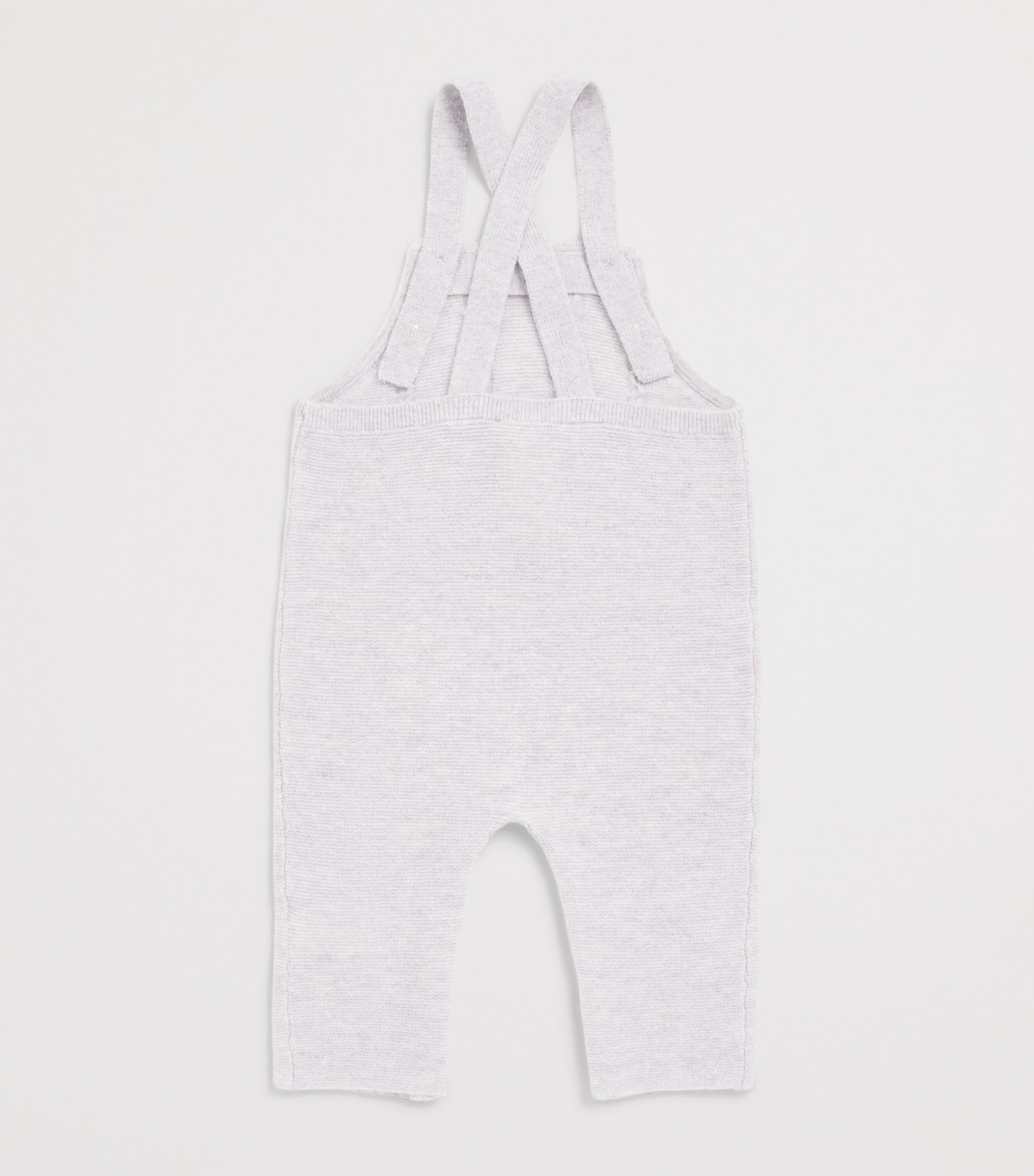 Tartine et Chocolat Wool-Cashmere Braided Dungarees (1 Month-2 Years) Chiné Clair Image 2