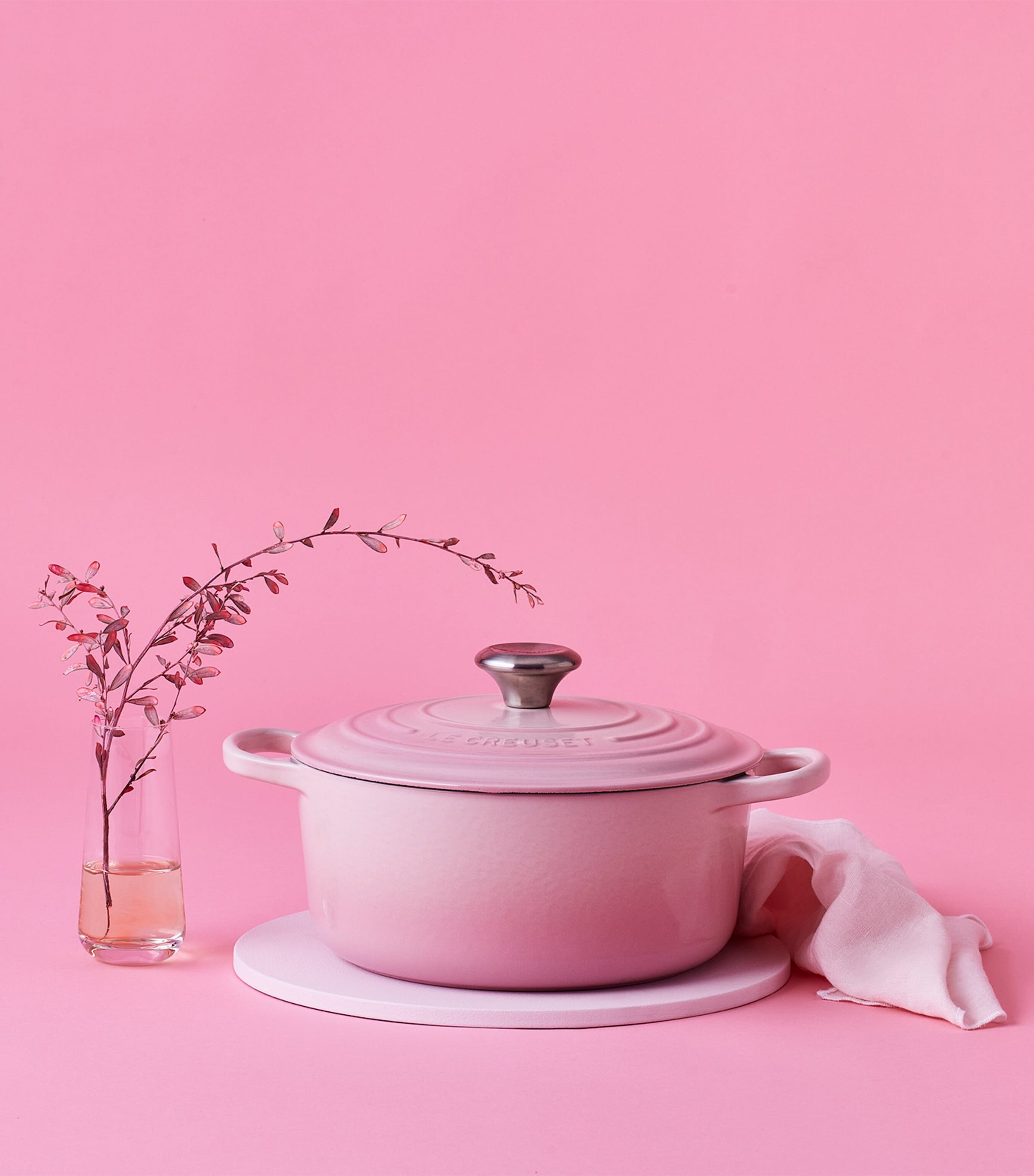 Cast Iron Round Casserole Dish (24cm) SHELL PINK Image 6