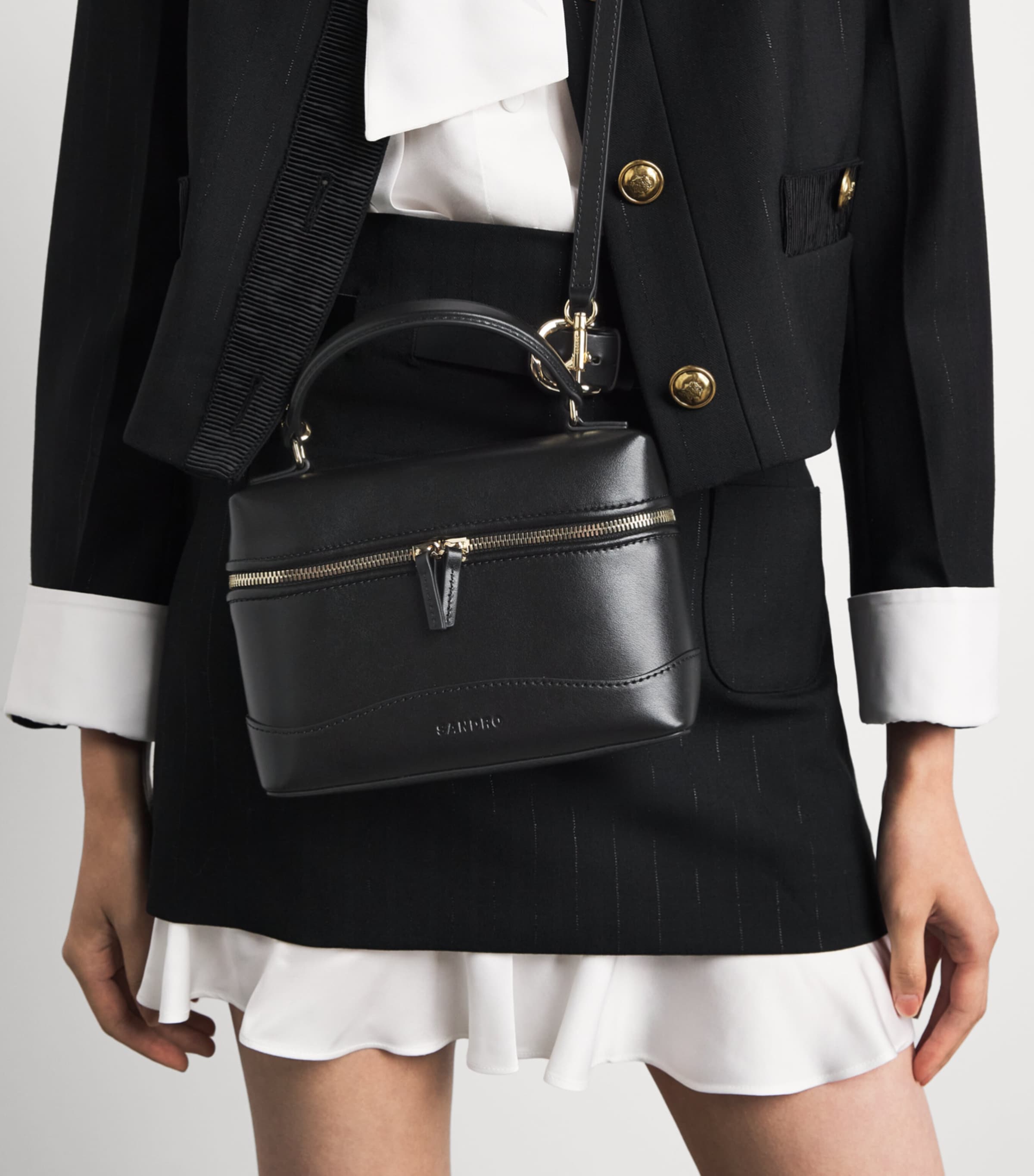Sandro Paris Leather Tangolino Vanity Bag Black Image 2