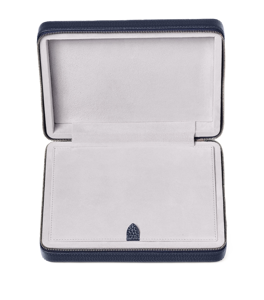 Large Leather Travel Jewellery Case NAVY Image 5