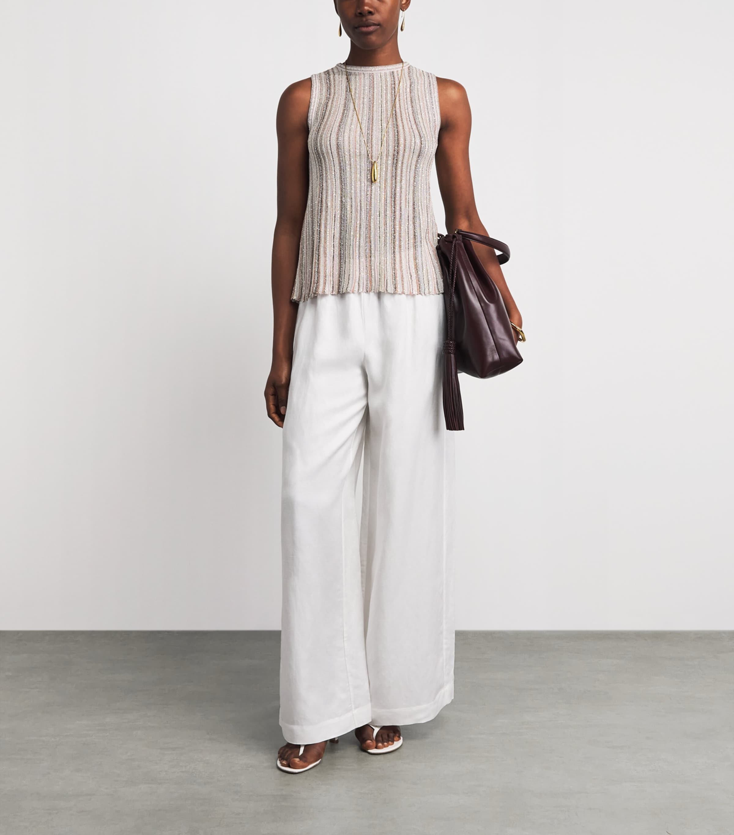 Missoni Womens Sequin Stripe Tank Top Pink Tones Image 2