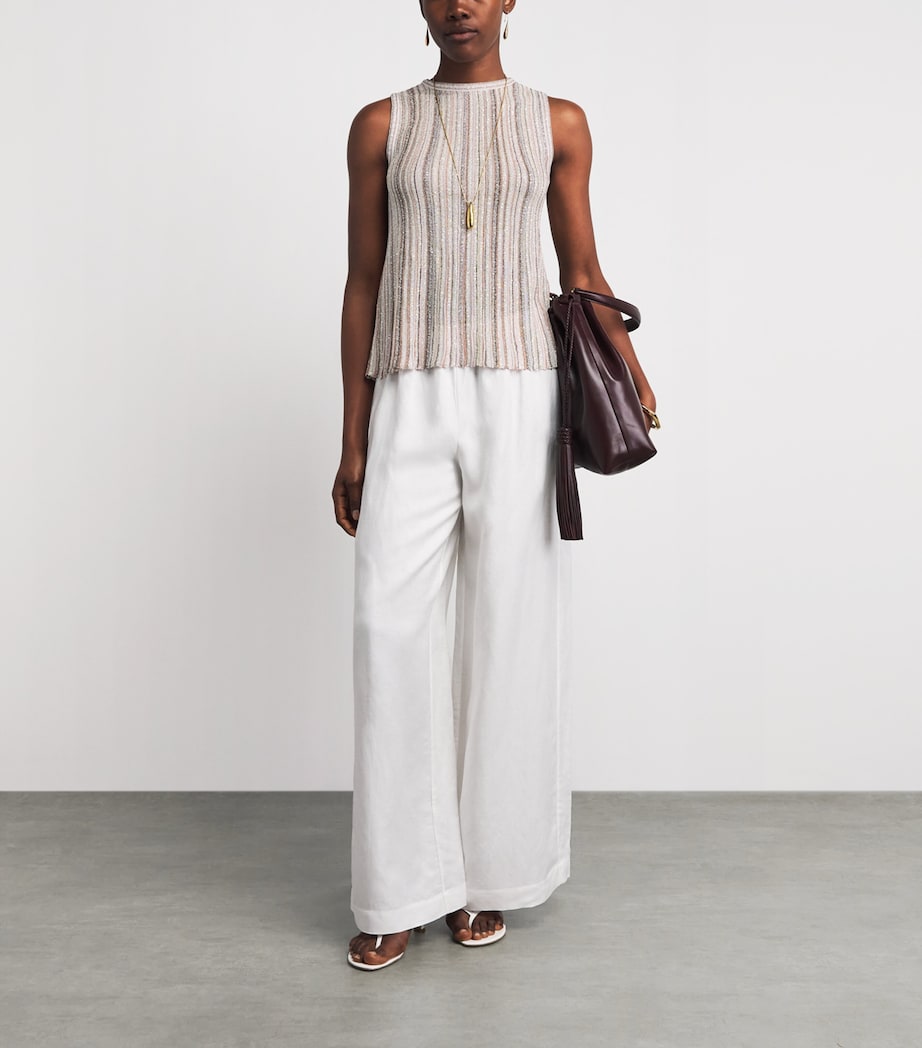 Missoni Womens Sequin Stripe Tank Top Pink Tones Image 2