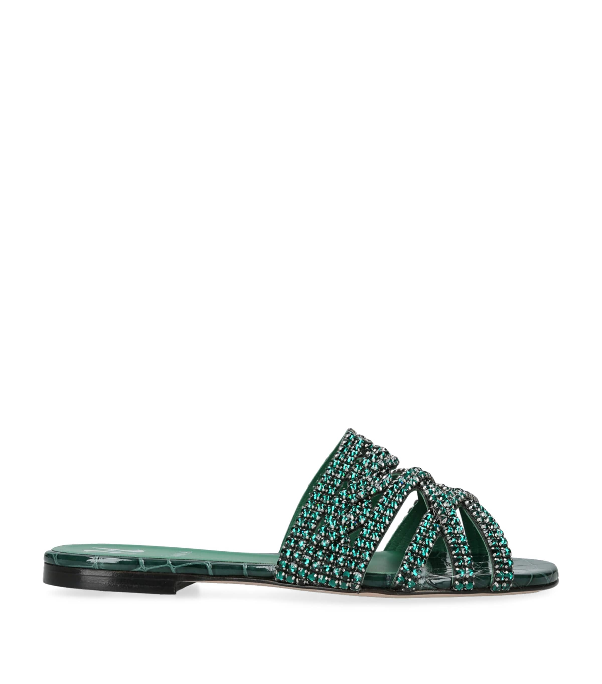 Shop Gina Croc-effect Stirling Sandals In Green