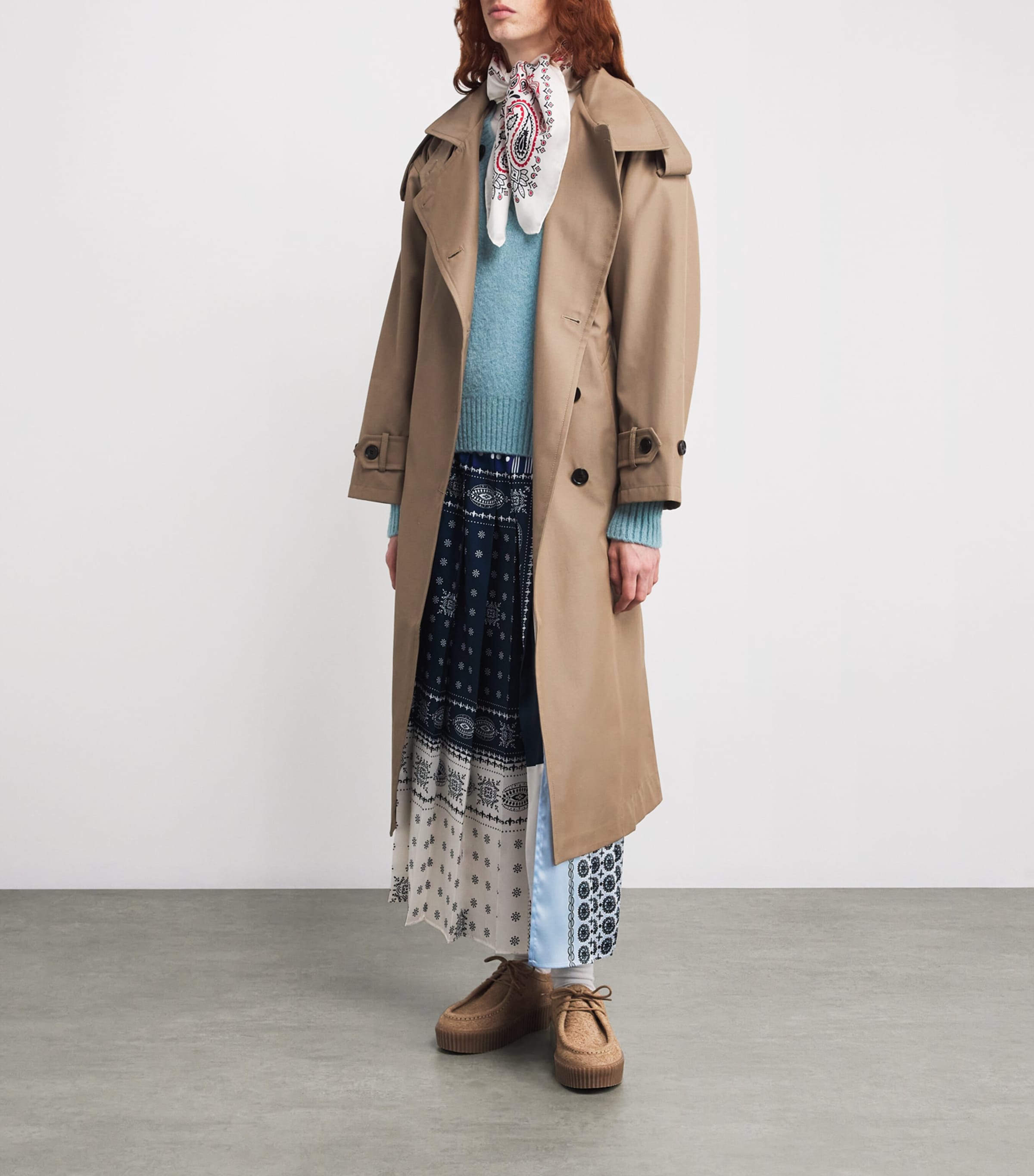 Silk Patchwork Print Maxi Skirt NAVY Image 2