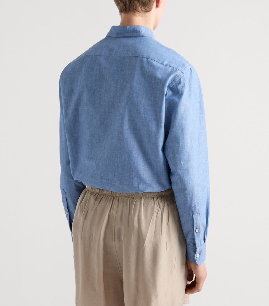 Prada Mens Cotton Chambray Shirt Blue Image 5