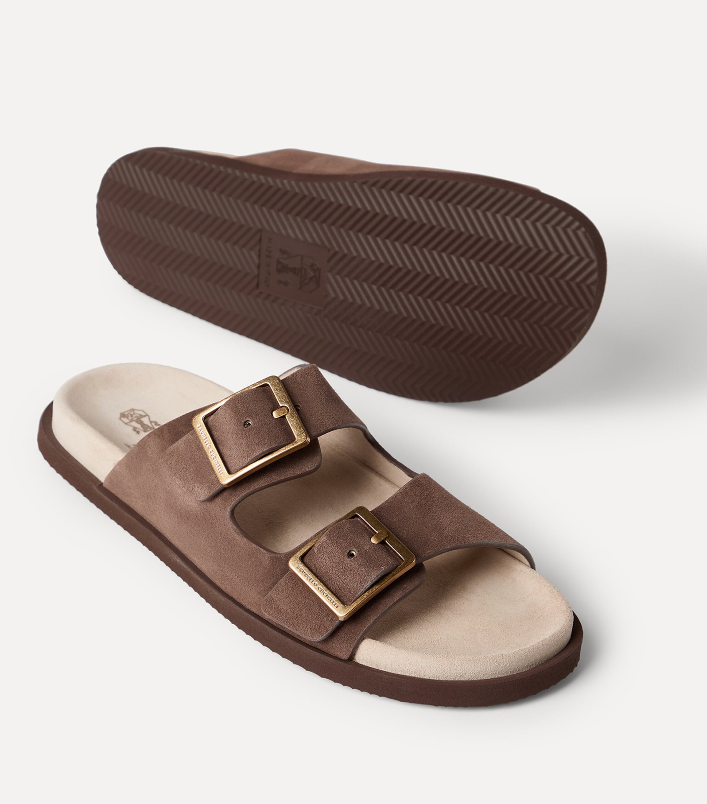 Brunello Cucinelli Suede Buckle-Detail Sandals Image 6