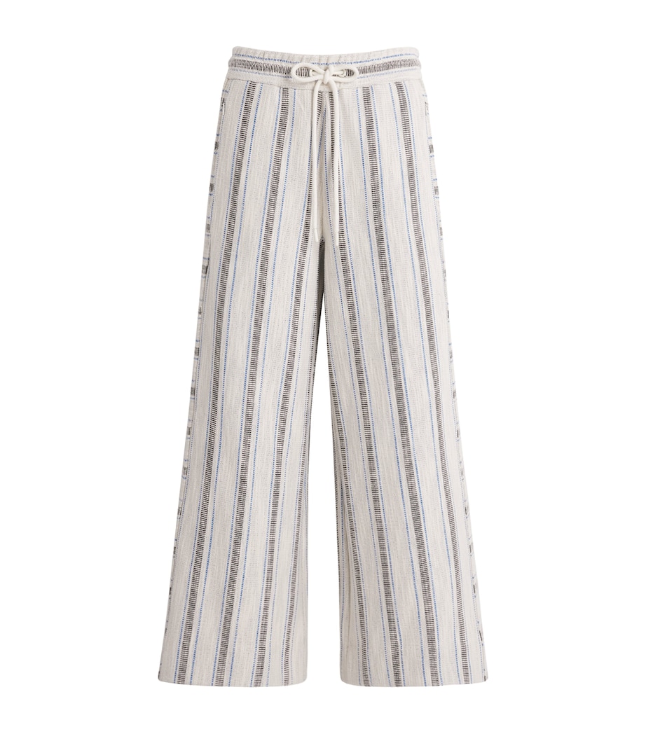ME+EM Womens Stripe Cropped Wide-Leg Trousers Light Cream Multi Image 1