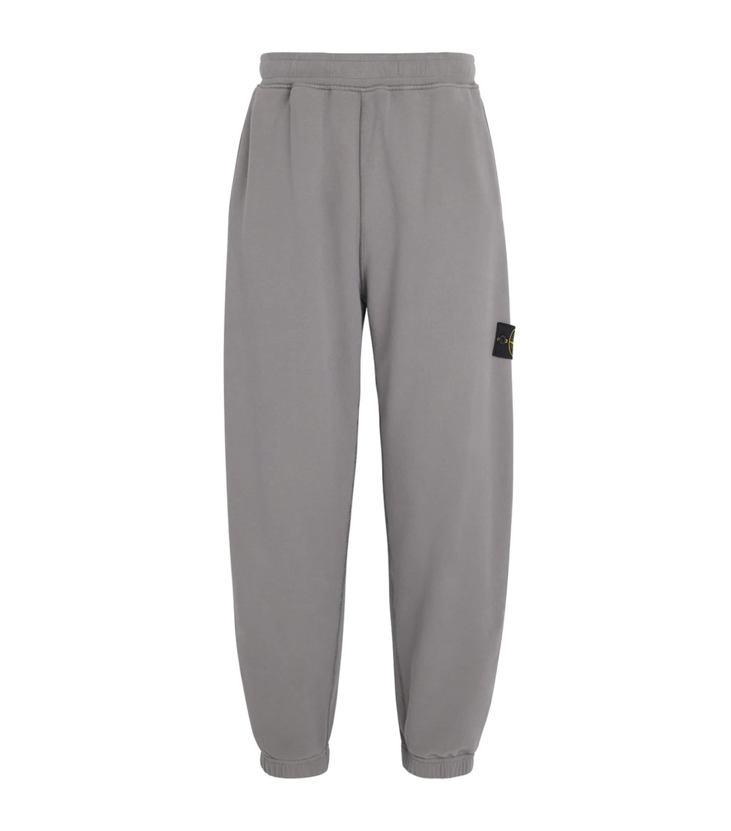 Stone Island Organic Cotton Logo Sweatpants In Gray