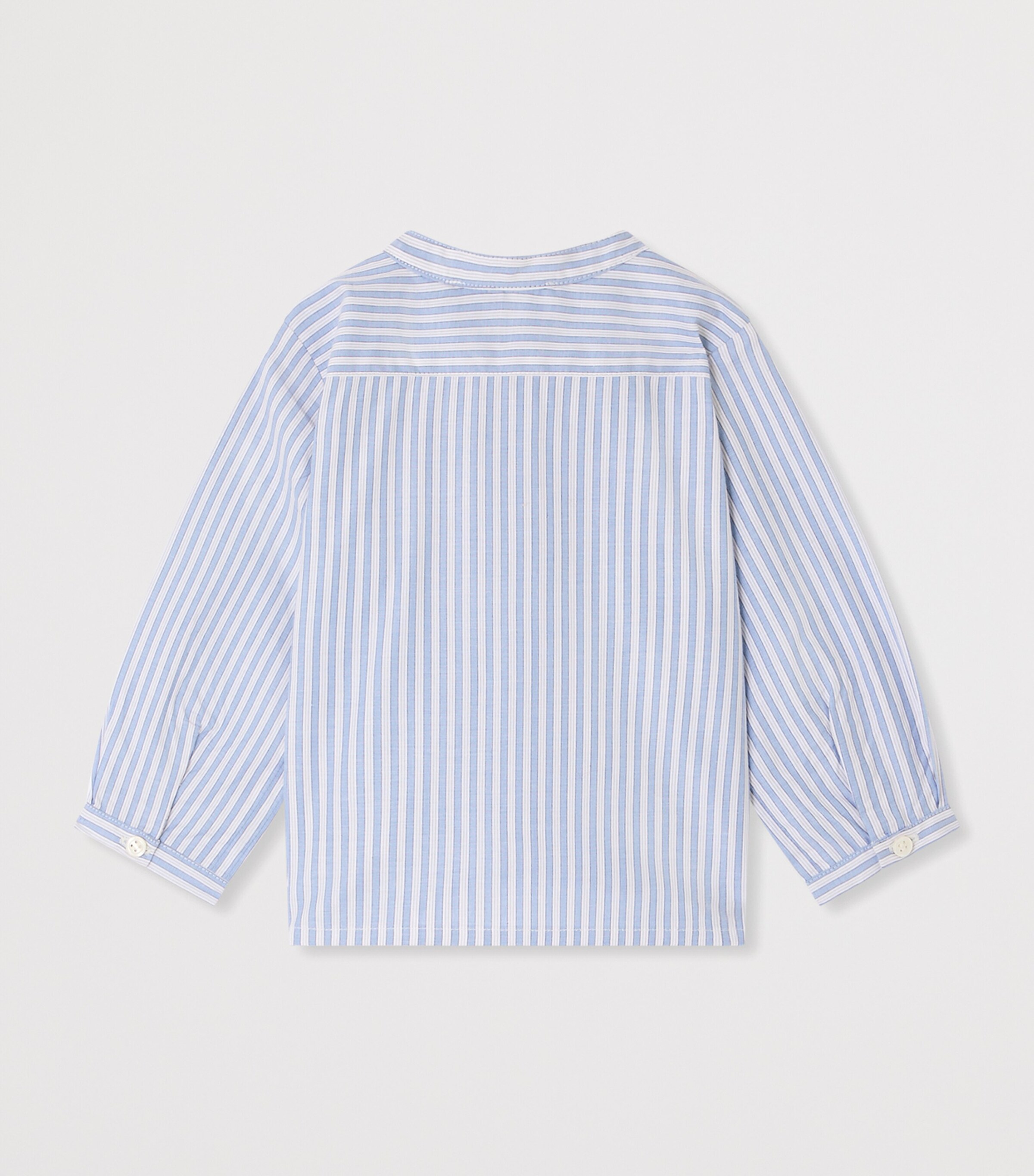 Bonpoint Cotton Striped Shirt (1-18 Months) Ra Bleu Gris Image 2