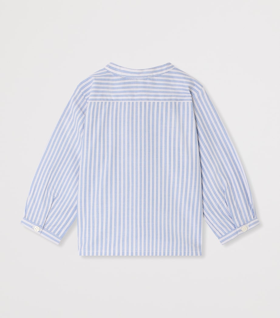 Bonpoint Cotton Striped Shirt (1-18 Months) Ra Bleu Gris Image 2