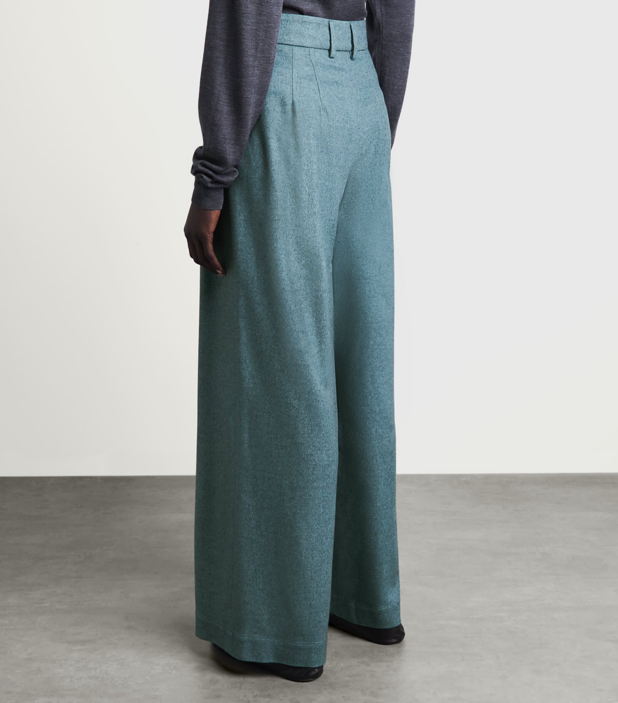 Colombo Womens Silk-Cashmere Wide-Leg Trousers Light Blue Image 5