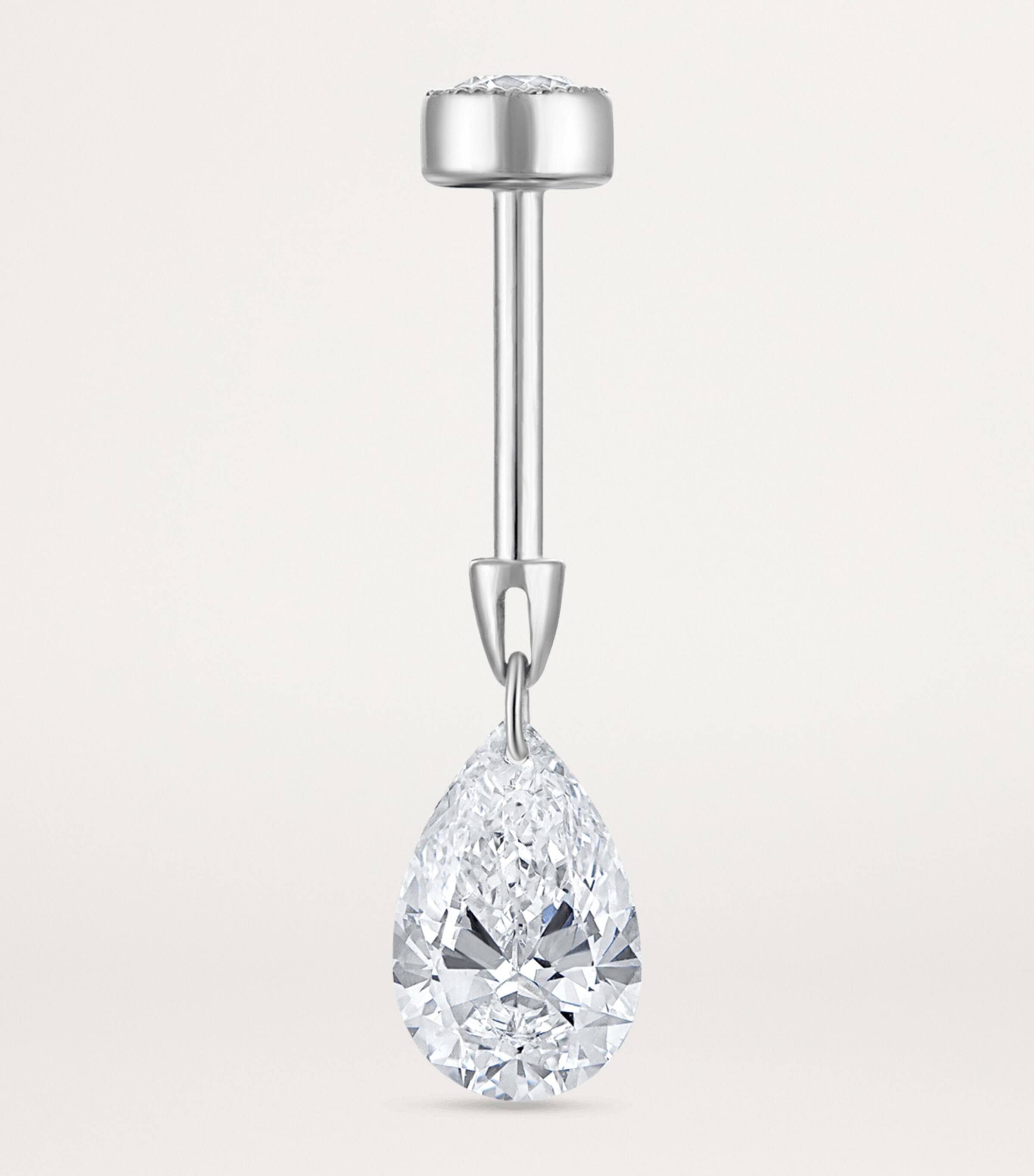 Maria Tash White Gold Floating Pear Diamond Charm Threaded Stud Earring (7mm) White Gold Image 2