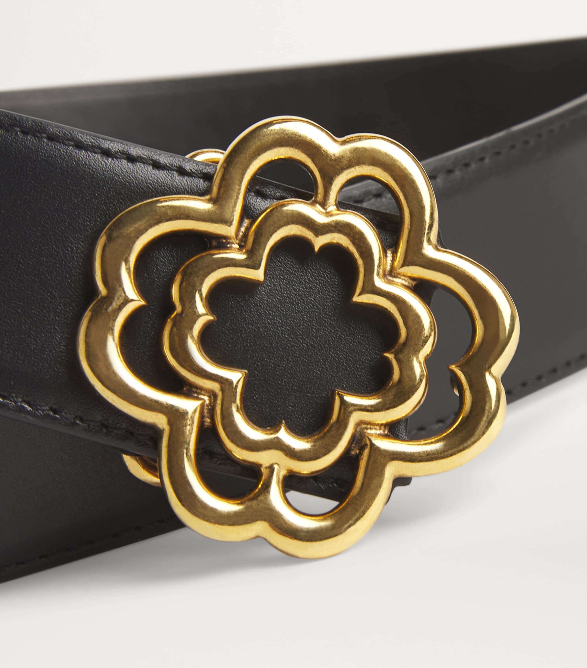 Maje Leather Clover Buckle Belt Black Image 6