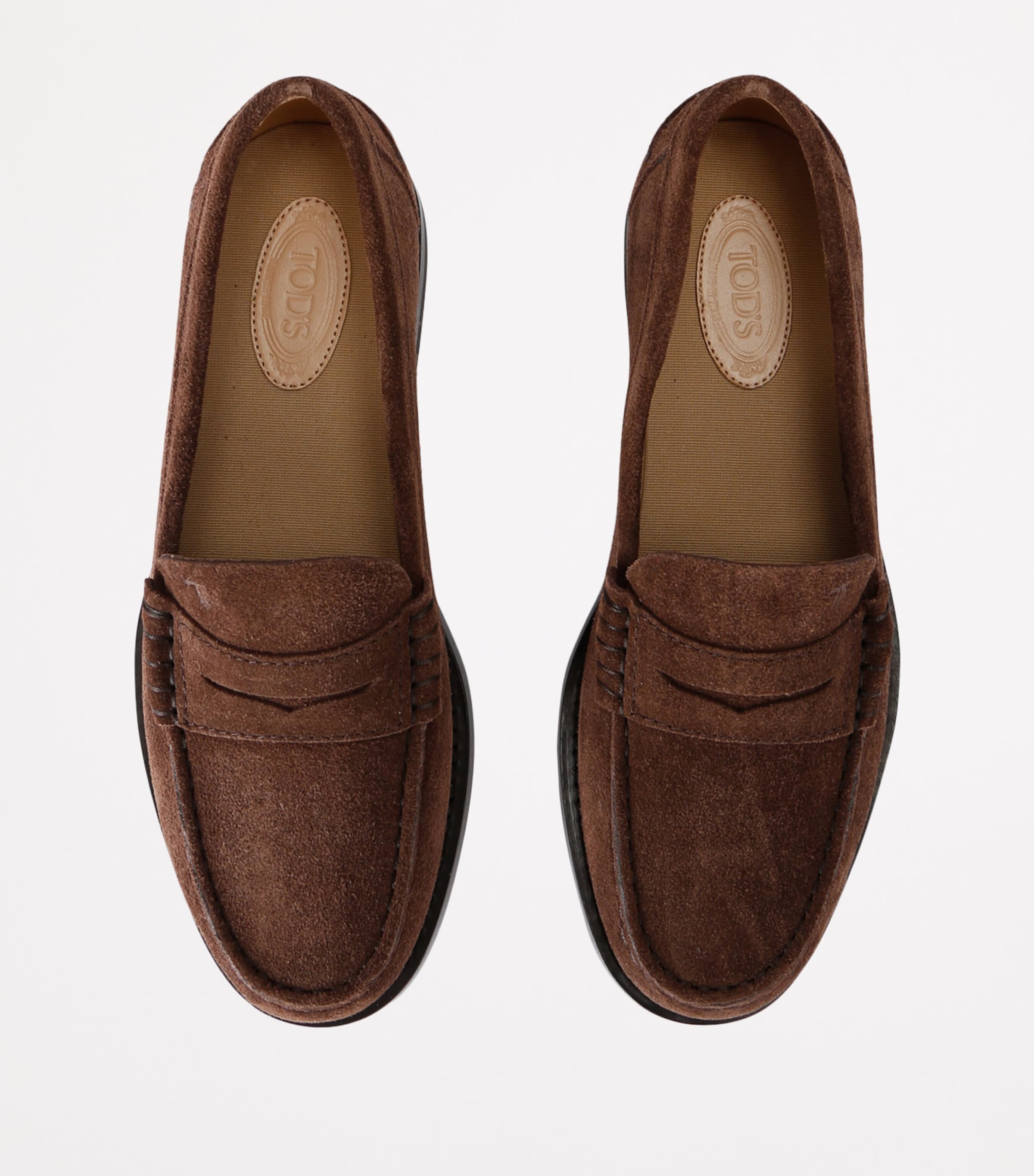 Suede Penny Loafers BROWN Image 4