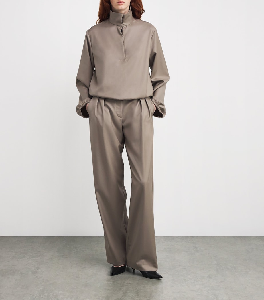 Virgin Wool Stand-Collar Jacket TAUPE Image 2