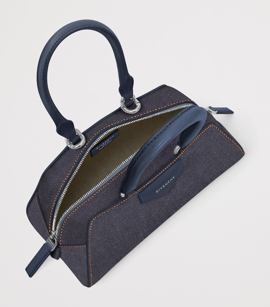 Mini Denim Antigona East-West Top-Handle Bag INDIGO BLUE Image 5