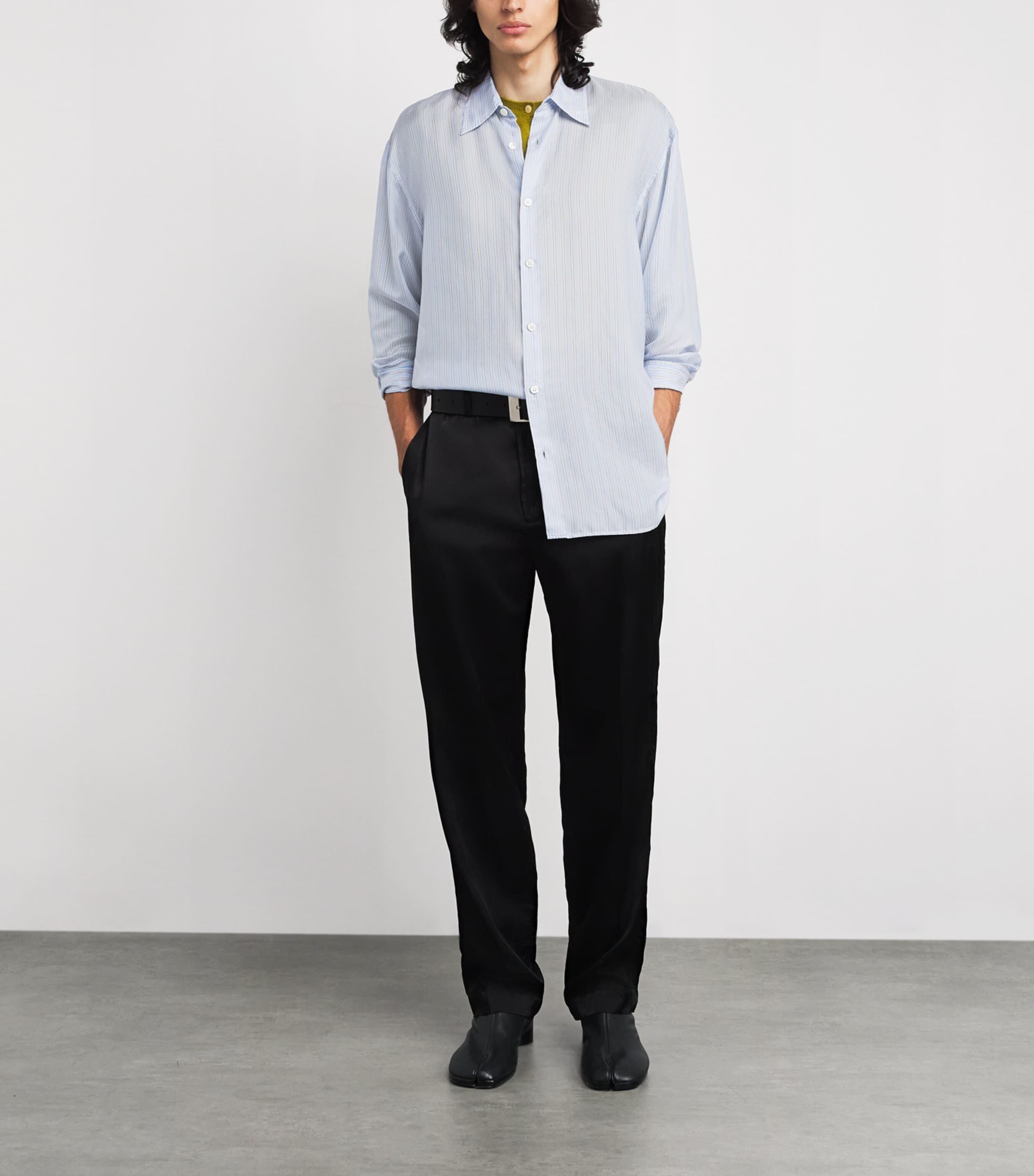 Cotton Stripe Shirt 514 LIGHT BLUE Image 2