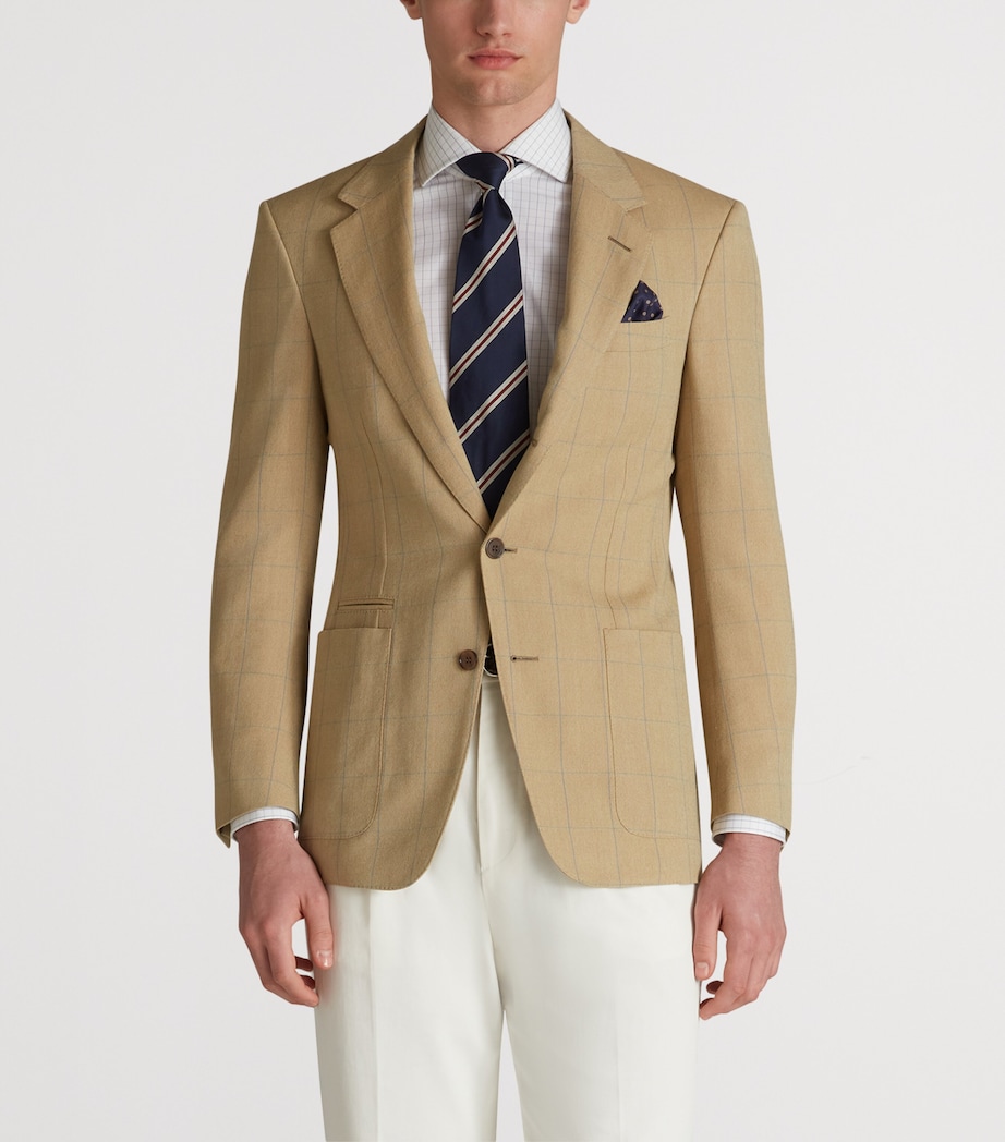 Wool Twill Windowpane Check Bourdon Blazer 742PASTEL YELLOW Image 3