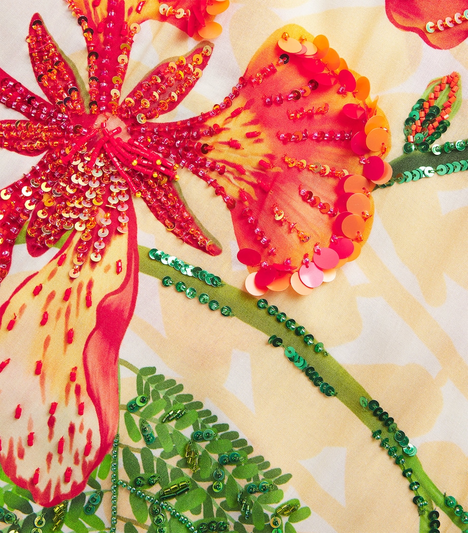 Embellished Gulmohar Maxi Kaftan Dress IVORY/PARROT Image 6