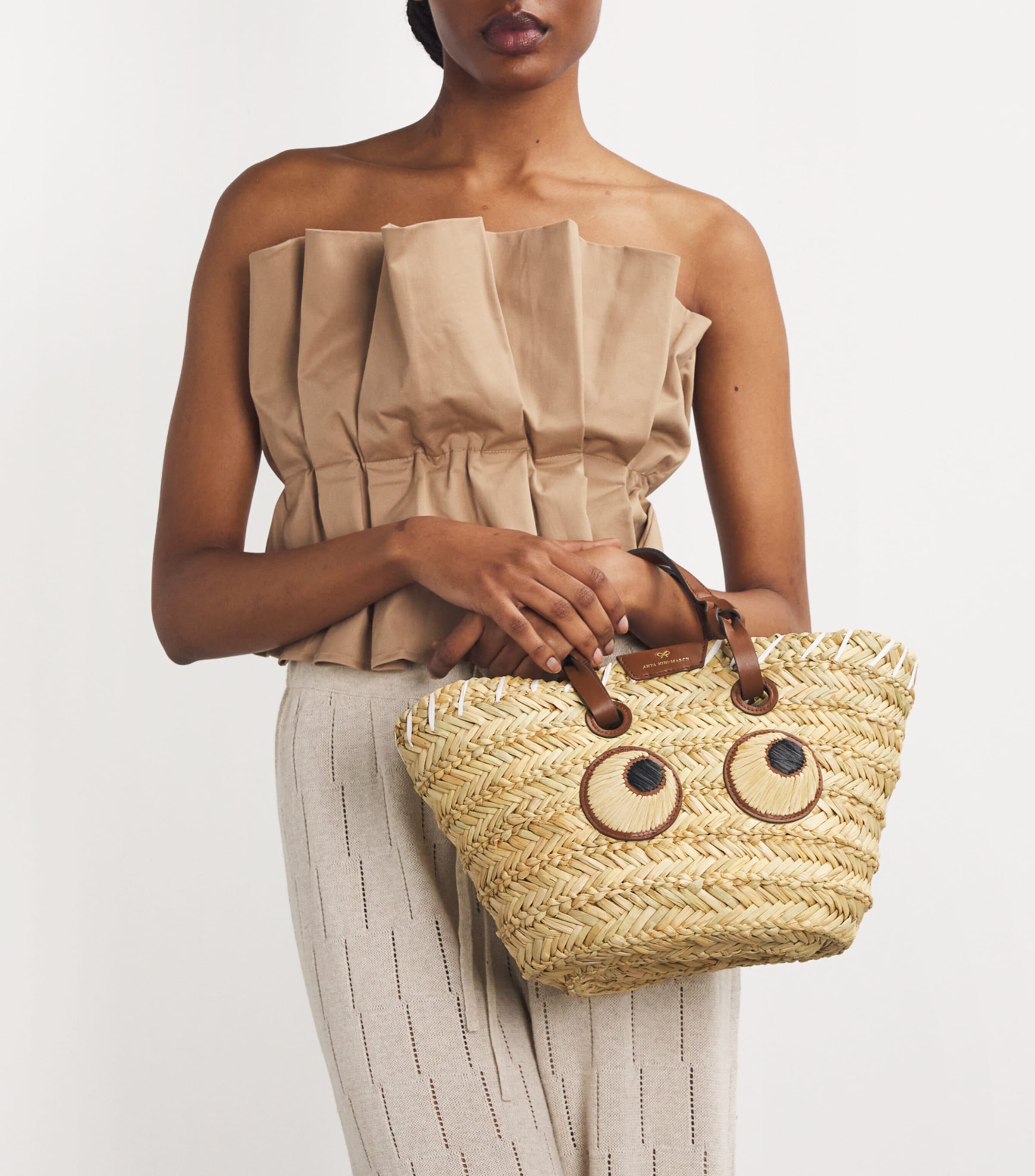 【アニヤハインドマーチ】Anya Small Paper Eyes Basket Bag Small Paper Basket Bag with Eyes | Anya Hindmarch UK