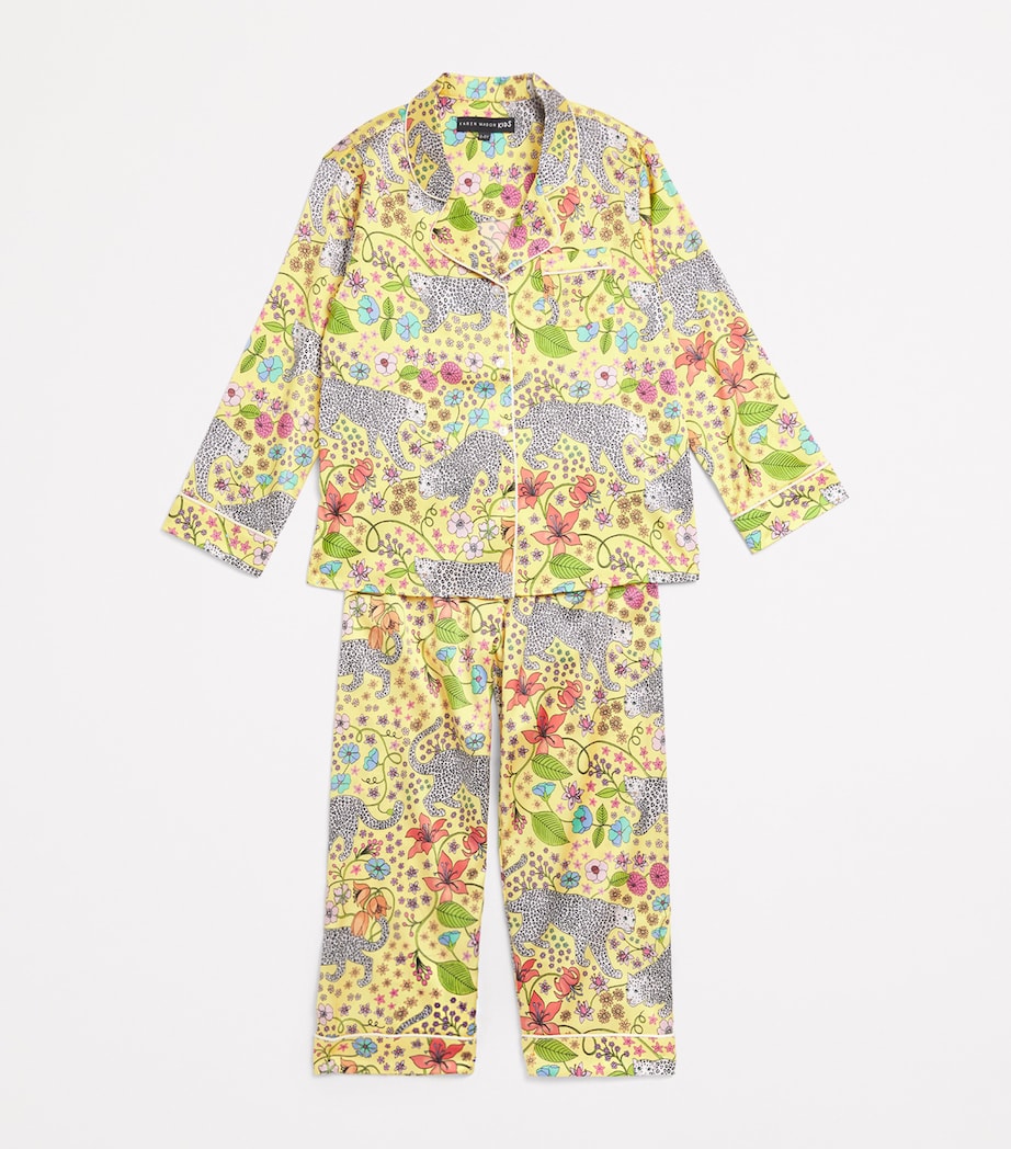 KAREN MABON KIDS Stretch-Silk Snow Leopard Pyjama Set (2-13 Years) Yellow Image 3