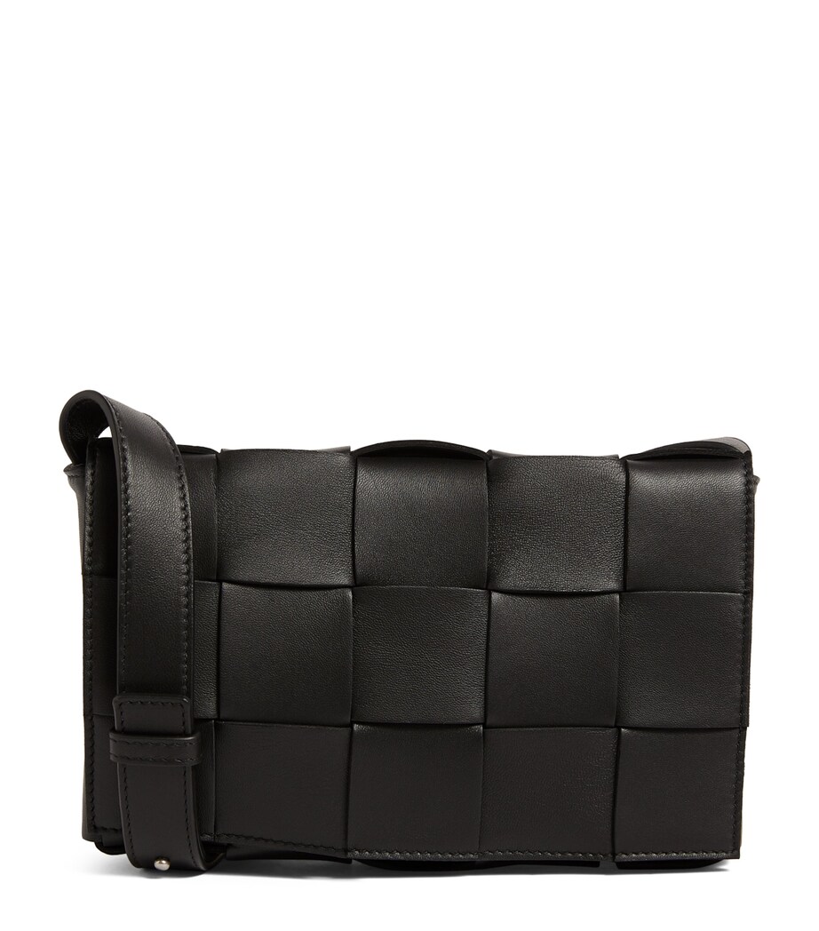 Bottega Veneta Leather Cassette Cross-Body Bag Black Silver Image 1