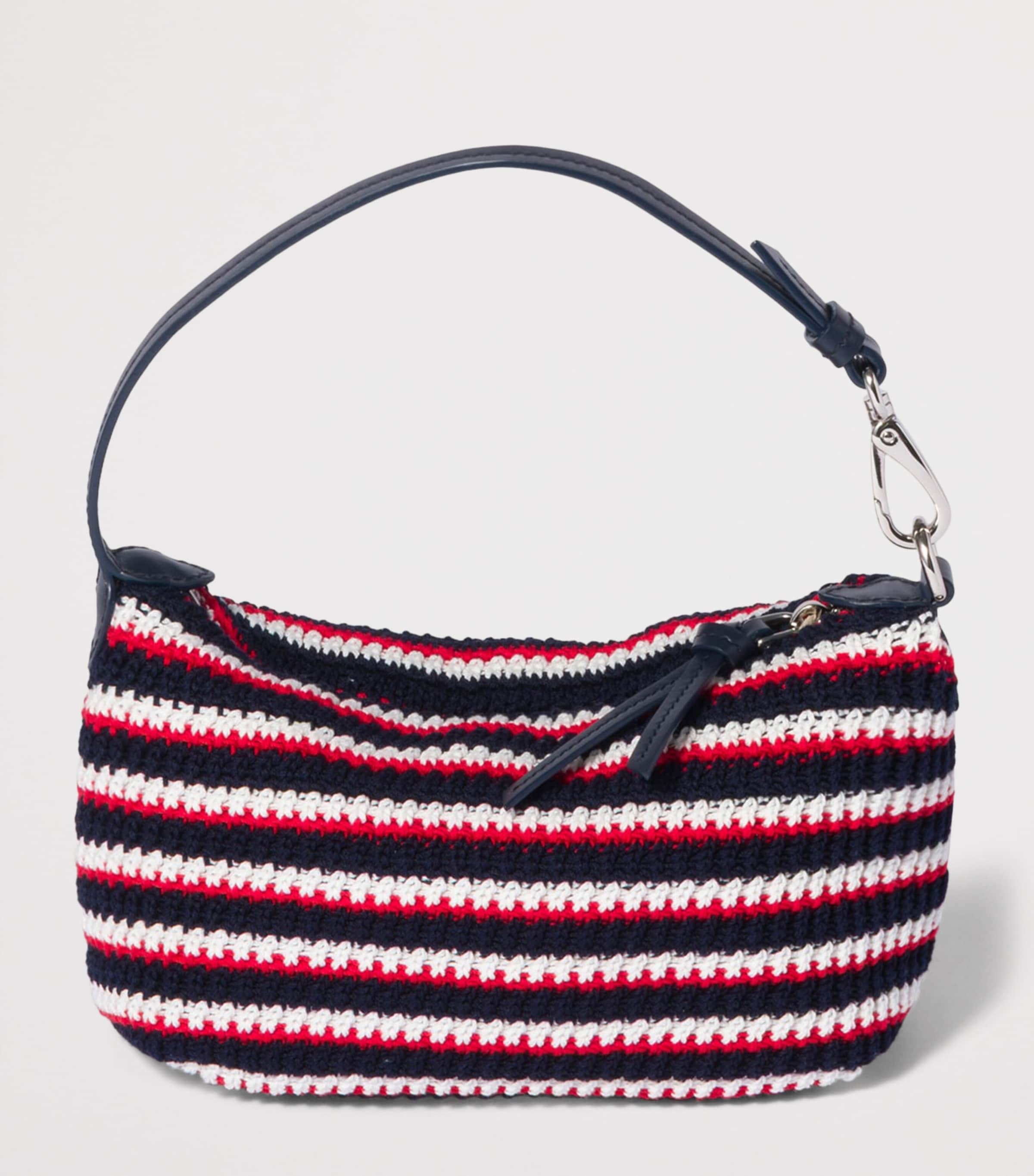 Miu Miu Crochet-Leather Logo Pouch Blue Image 3
