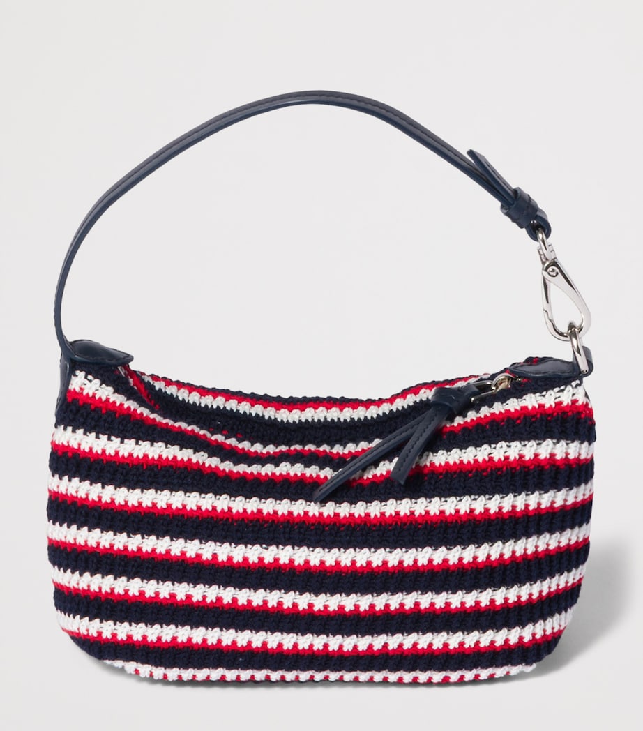 Miu Miu Crochet-Leather Logo Pouch Blue Image 3
